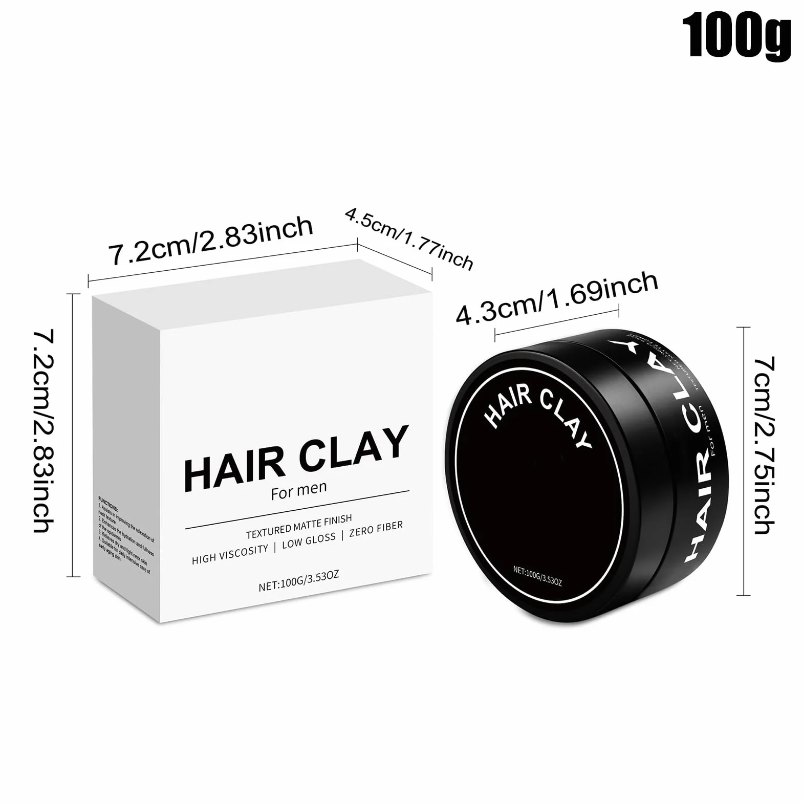 Hair Clay Strong Hold Matte Finish 100 g Lightweight Formula All-Day Styling No Greasy Texture
