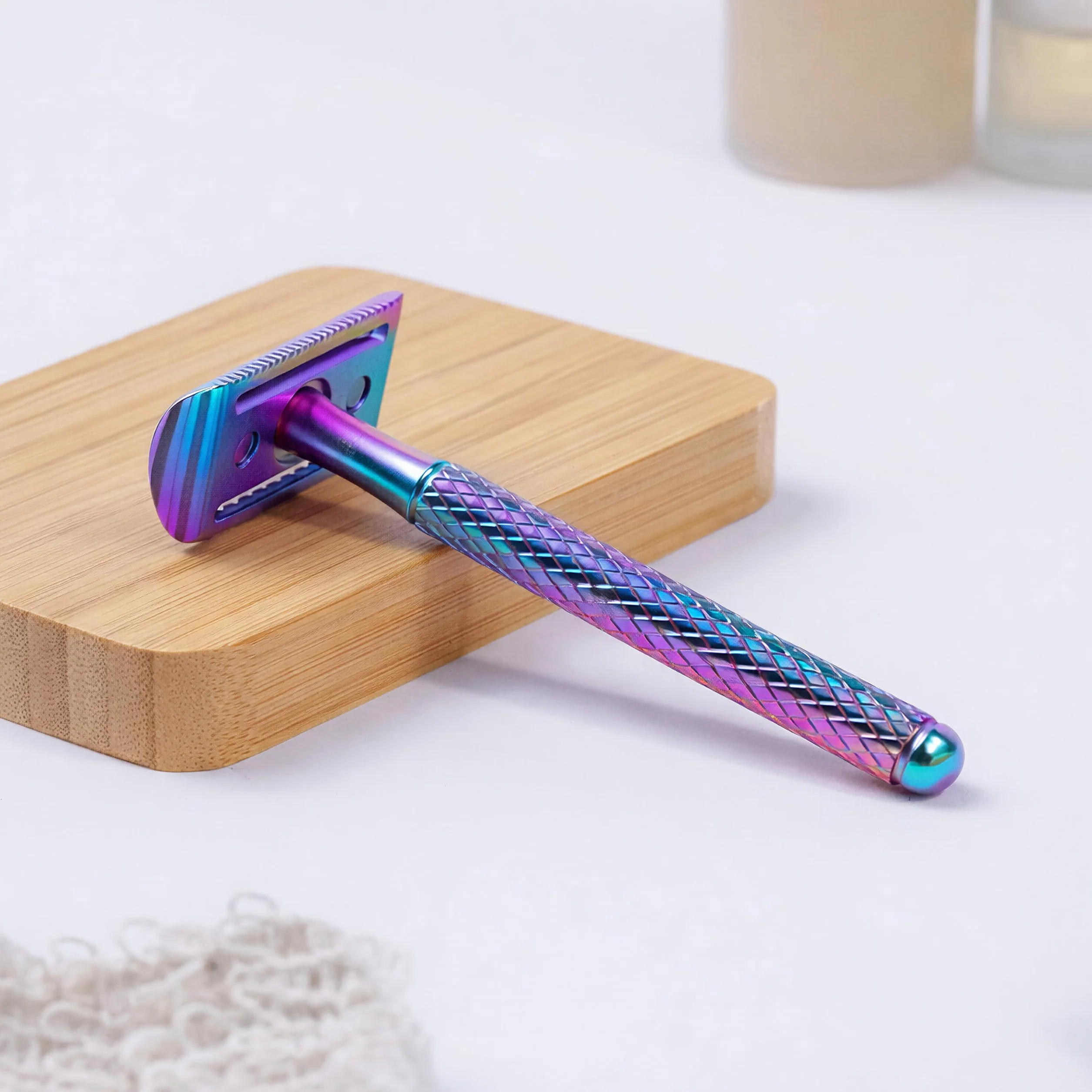 Jungle Culture maquinilla de afeitar metálica Arco iris compatible con hojas de doble filo ecológica