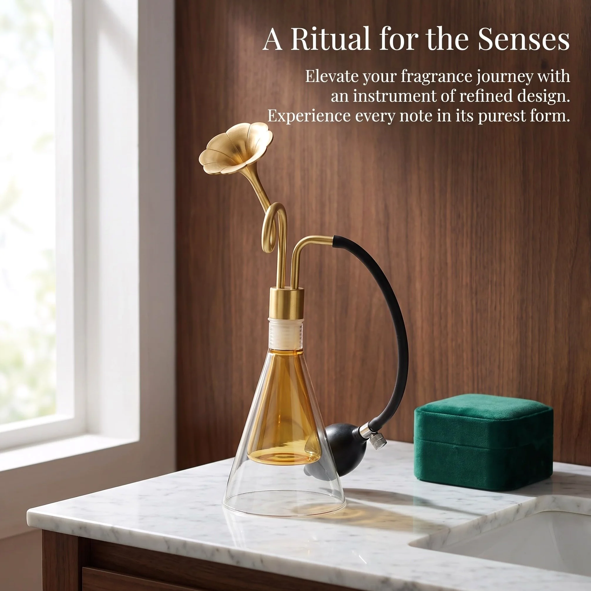 Frasco de vidrio para muestras de aceites esenciales, botella de latón para perfumes, granos de café y té, dispositivo de prueba de fragancias para spas, exposiciones y decoración.