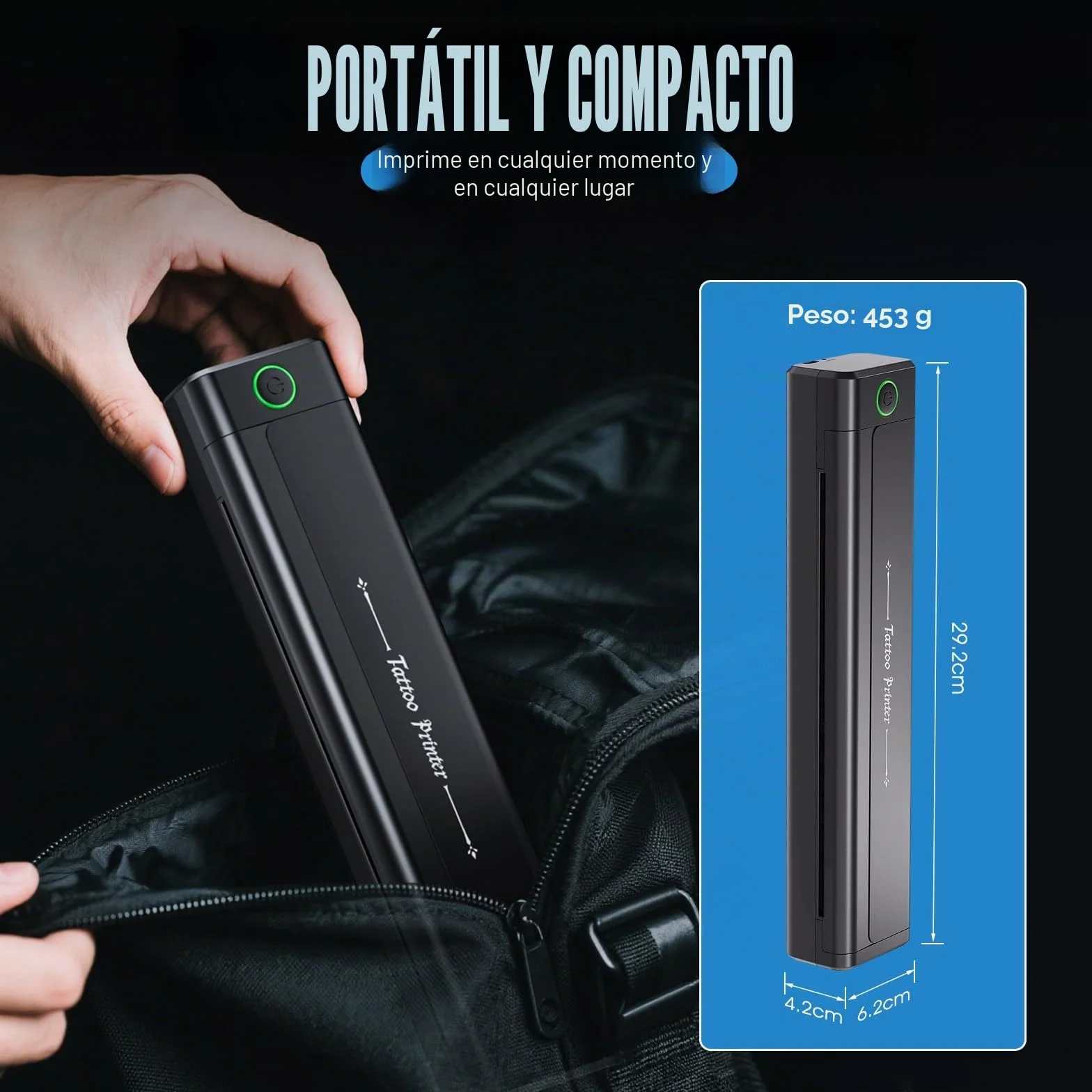 H1 Termocopiadora Tattoo Bluetooth, Impresora Térmica Inalámbrica con 10 Hojas Papel de Transferencia, Impresora de Tatuaje Compatible con Teléfono Tablet PC para Artistas y Principiantes