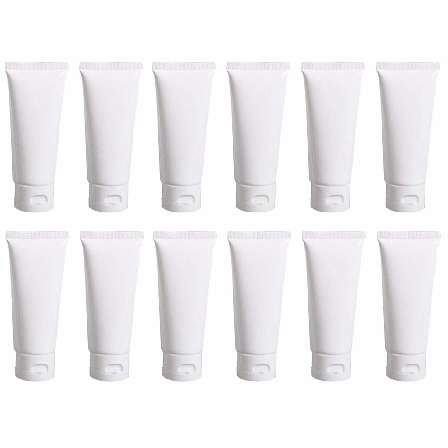 Tubos Plásticos Blancos 50ml para Loción Cosmética, Botellas Compresión Rellenables, Muestras Viaje