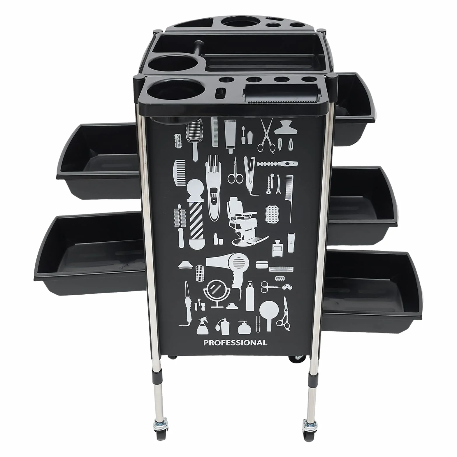 Carro de peluquería con cajones extensibles, carrito de salón de belleza con ruedas