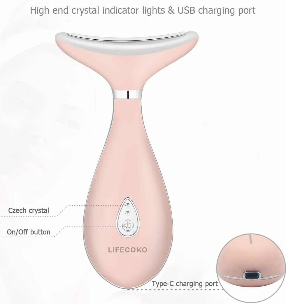 Masajeador facial eléctrico antiarrugas recargable por USB portátil (Rosa)
