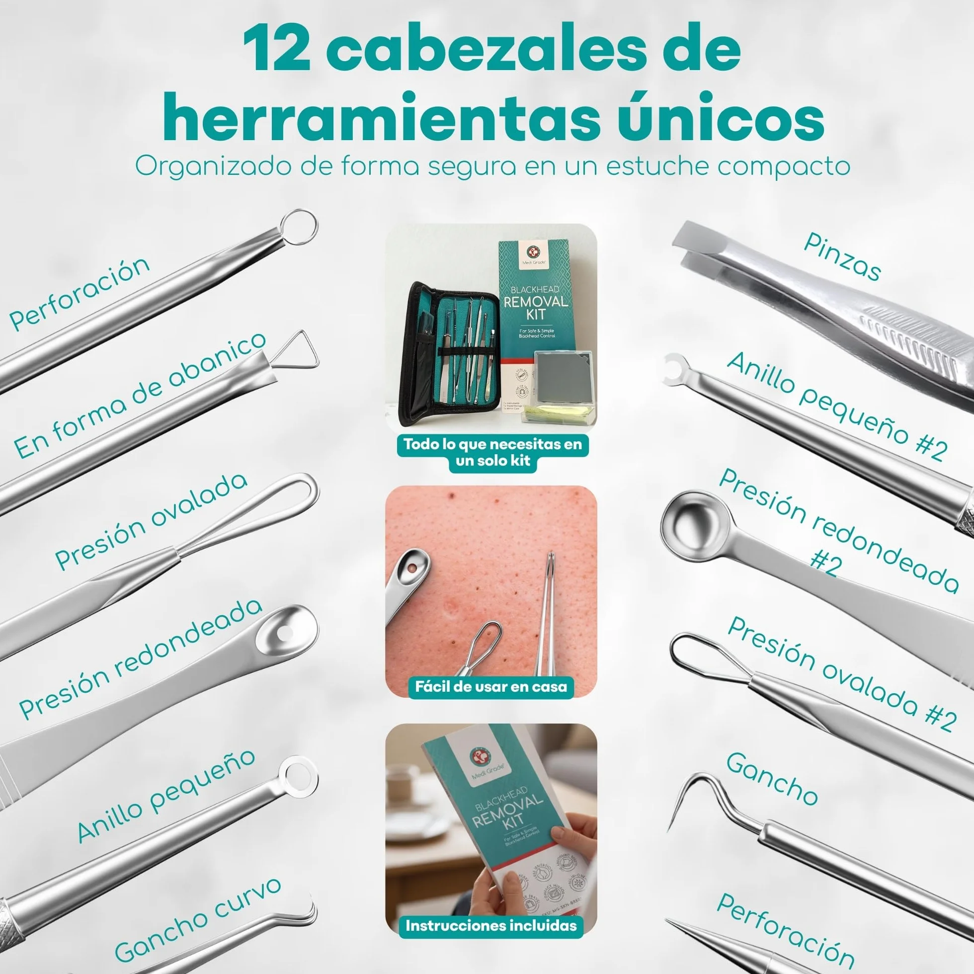Kit removedor de espinillas y comedón, 7 piezas limpiador de poros
