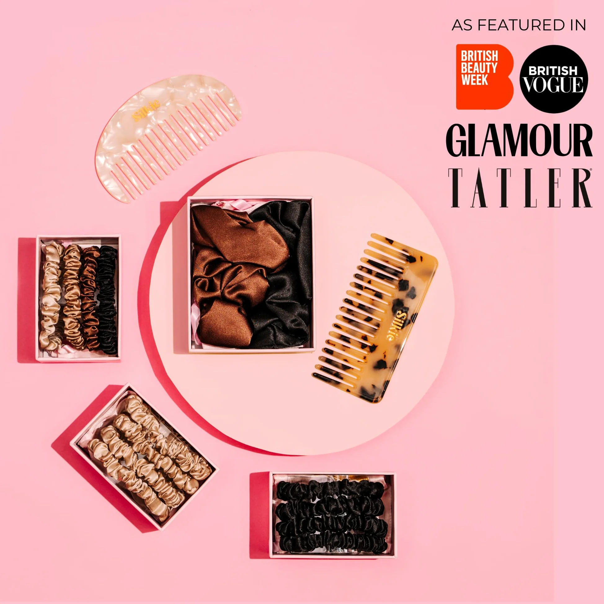 SILKIE Gomas para el pelo, 100% Seda Pura de Mora, Negro, Azul Oscuro, Gomas delgadas, Bolso de viaje, Para el día a día, Elásticas, Cuidado del cabello, Soporte para cola de caballo, Sin daños