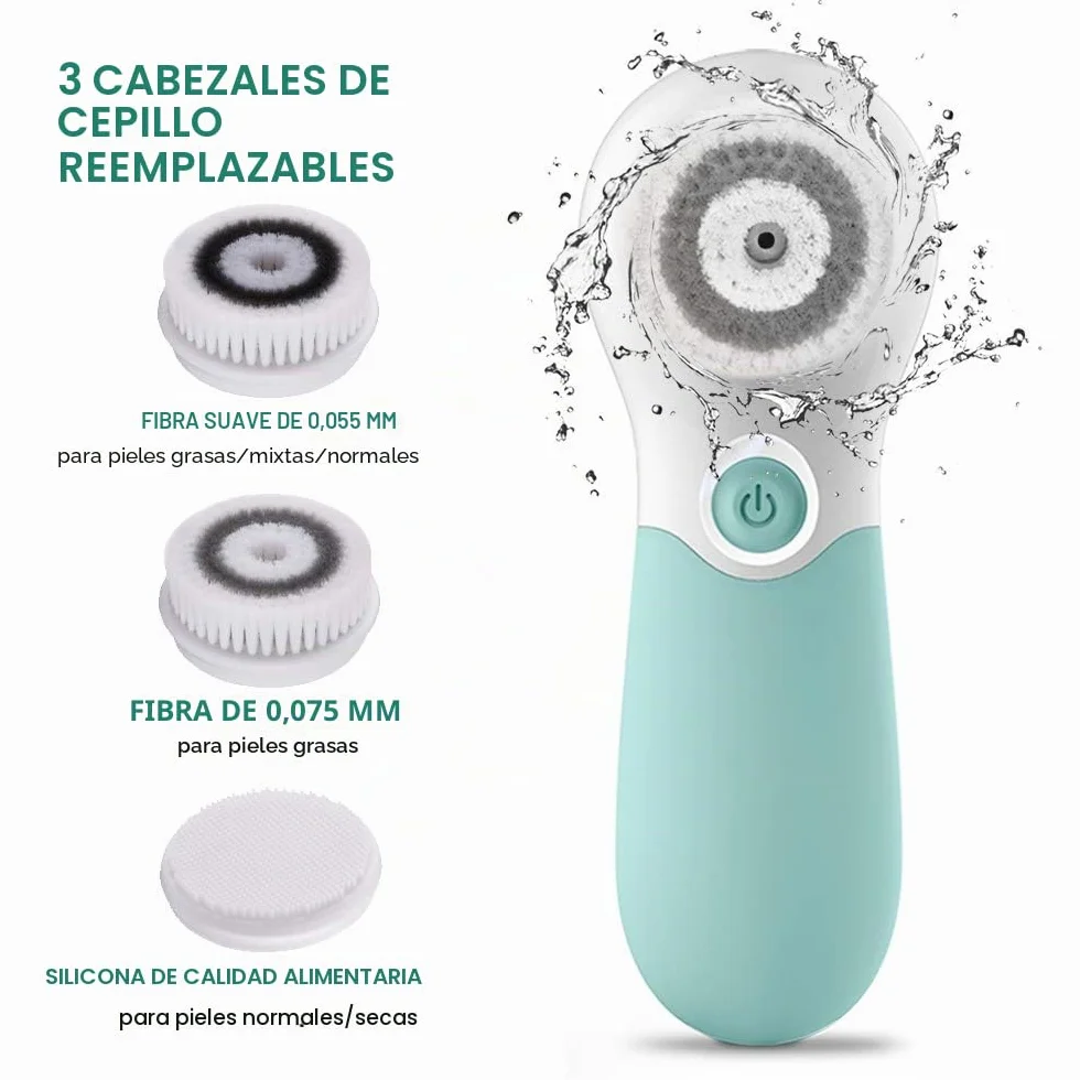 TOUCHBeauty Cepillo de limpieza facial eléctrico exfoliante con 3 cabezales y 2 velocidades