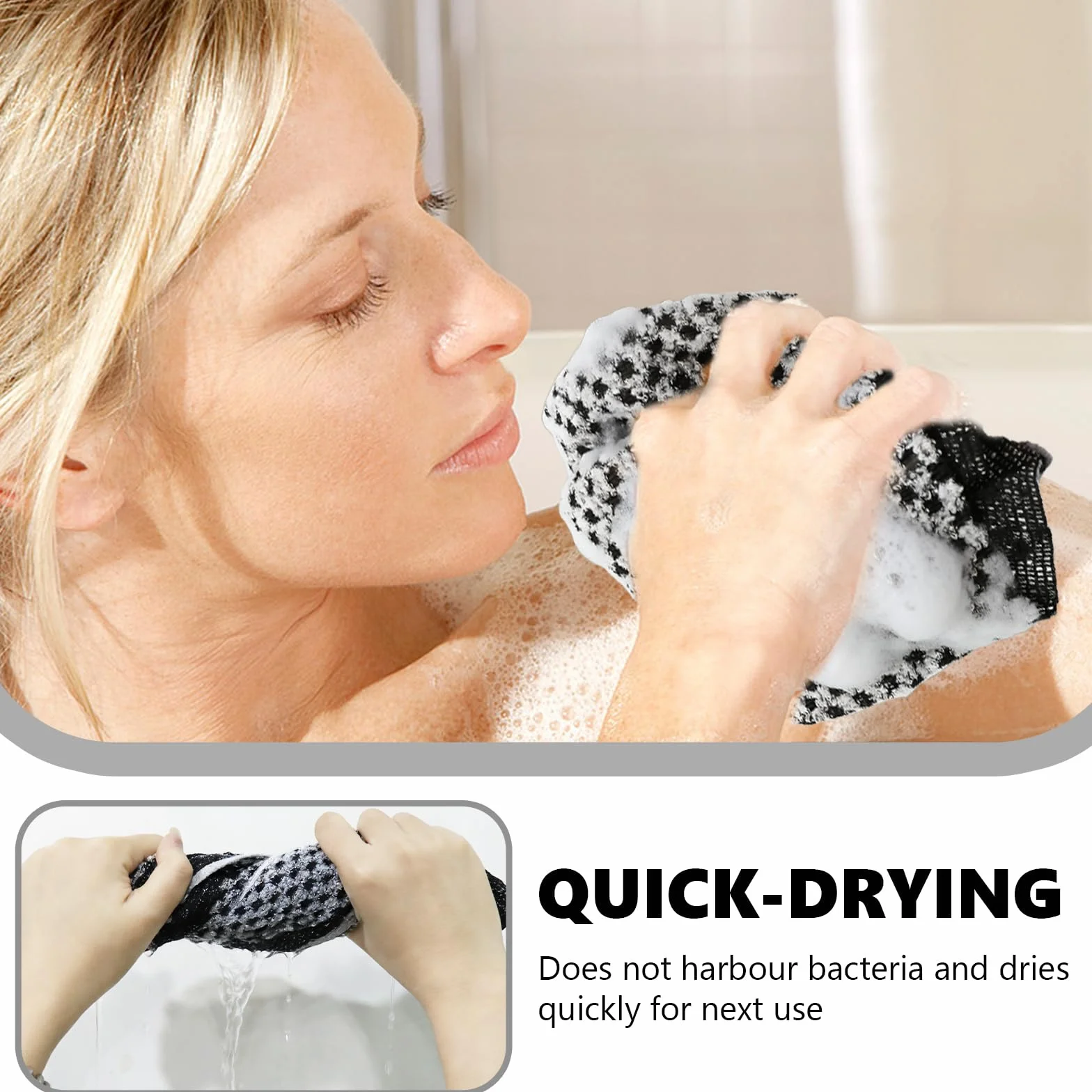 Toallas Exfoliantes Paño Exfoliante Limpiador Corporal para Hombres y Mujeres 2 Piezas (Azul Negro)
