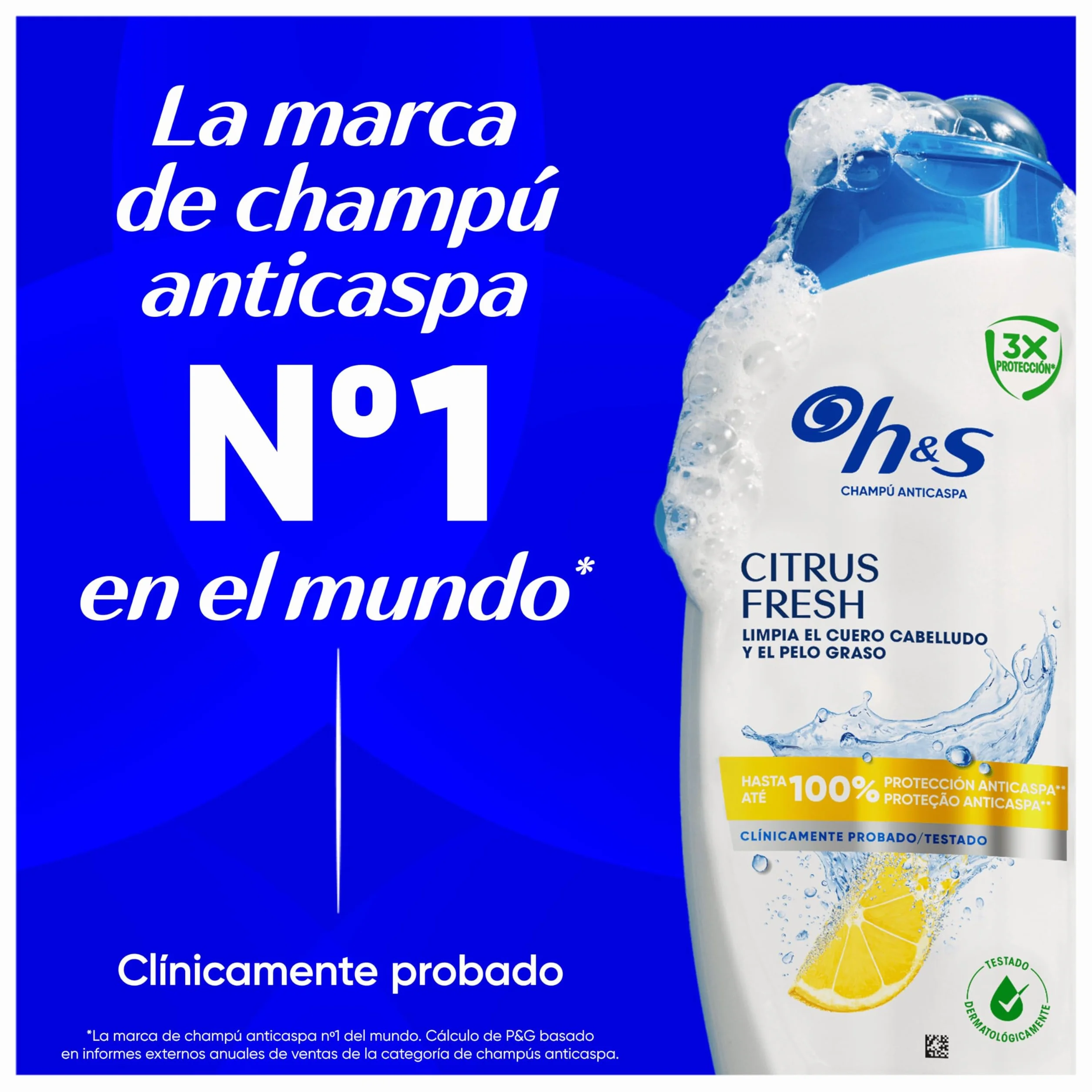 H&S Citrus Fresh Champú Anticaspa para Pelo Graso 2x1000ml con Dispensador
