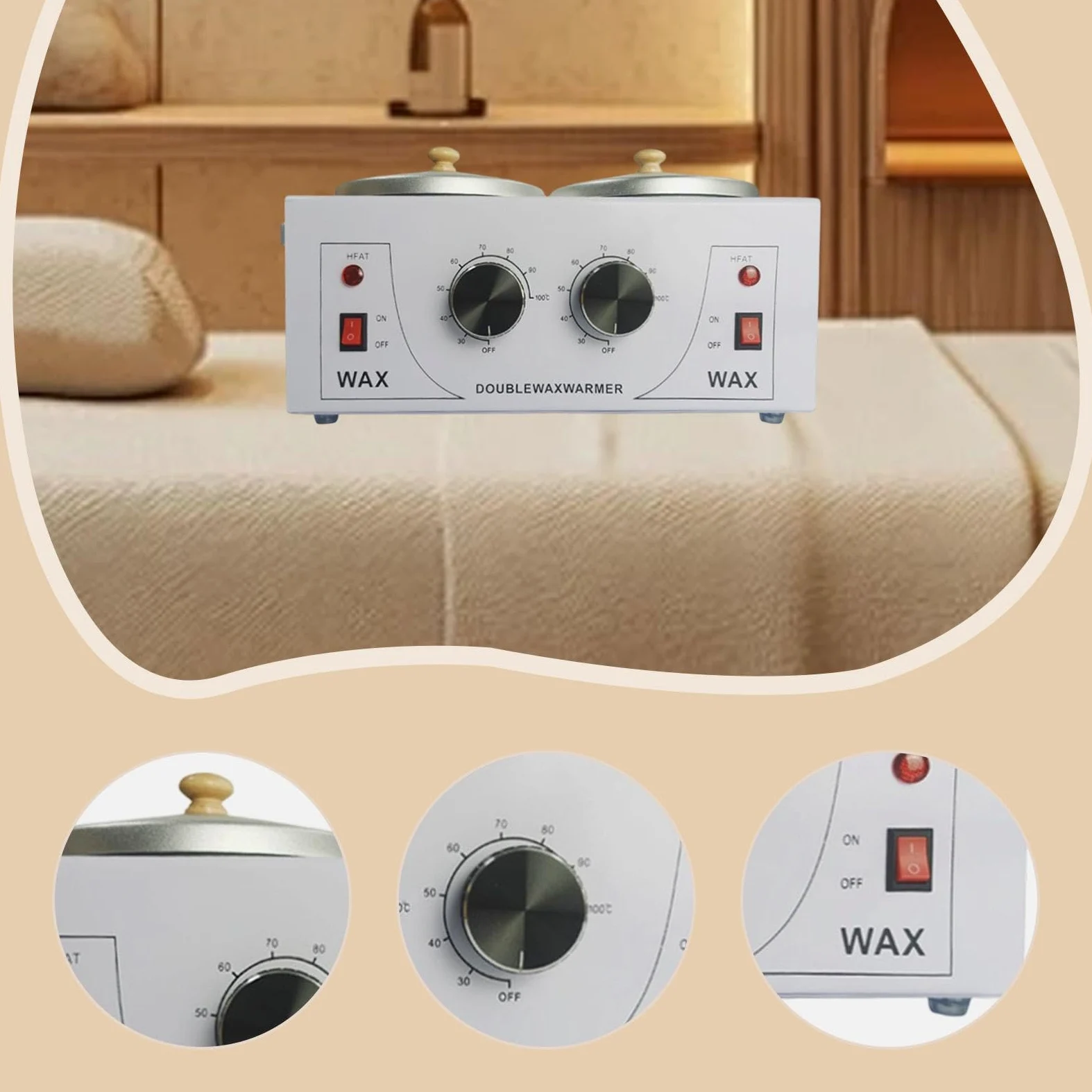 Qianly Olla de Cera Profesional Máquina Depilatoria Doble Recipiente con Apagado Automático Gran Capacidad 1000ml y Material Aluminio para Tratamientos de