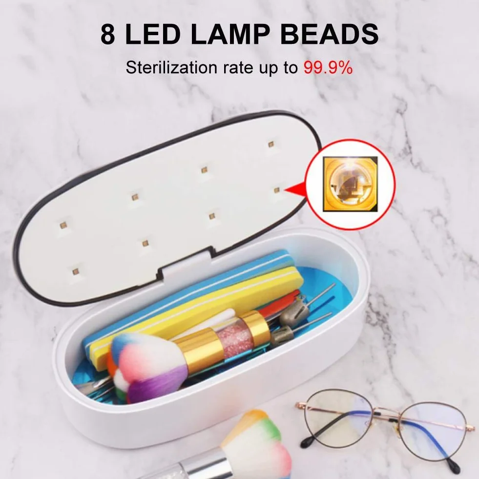 Caja de desinfección, desinfectante de manicura UV Herramienta de limpieza cosmética, herramienta de limpieza de plástico Máquina para salón Herramientas de manicura para el hogar Equipo(Blanco)