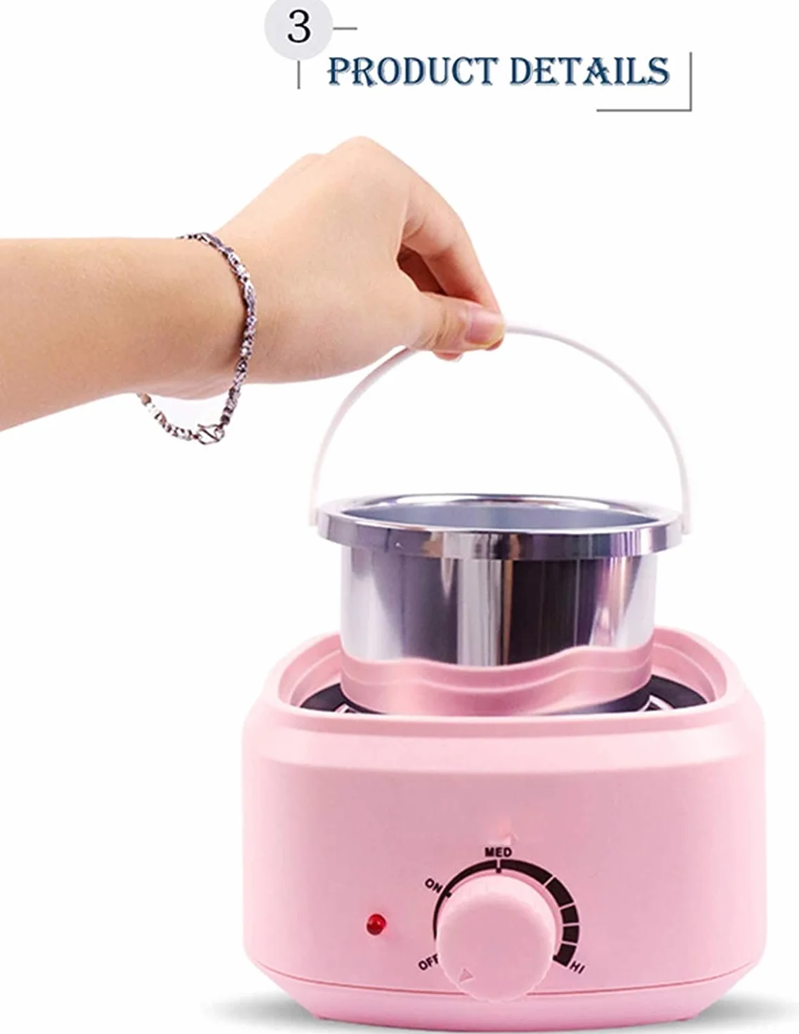 Calentador de Cera for la depilación,Cera calentadora de fusión con Maceta de Cera for Cuerpo Completo,piernas,Cara,Cejas,Bikini,Axilas,Espalda,Pecho,máquina de Cera parafina