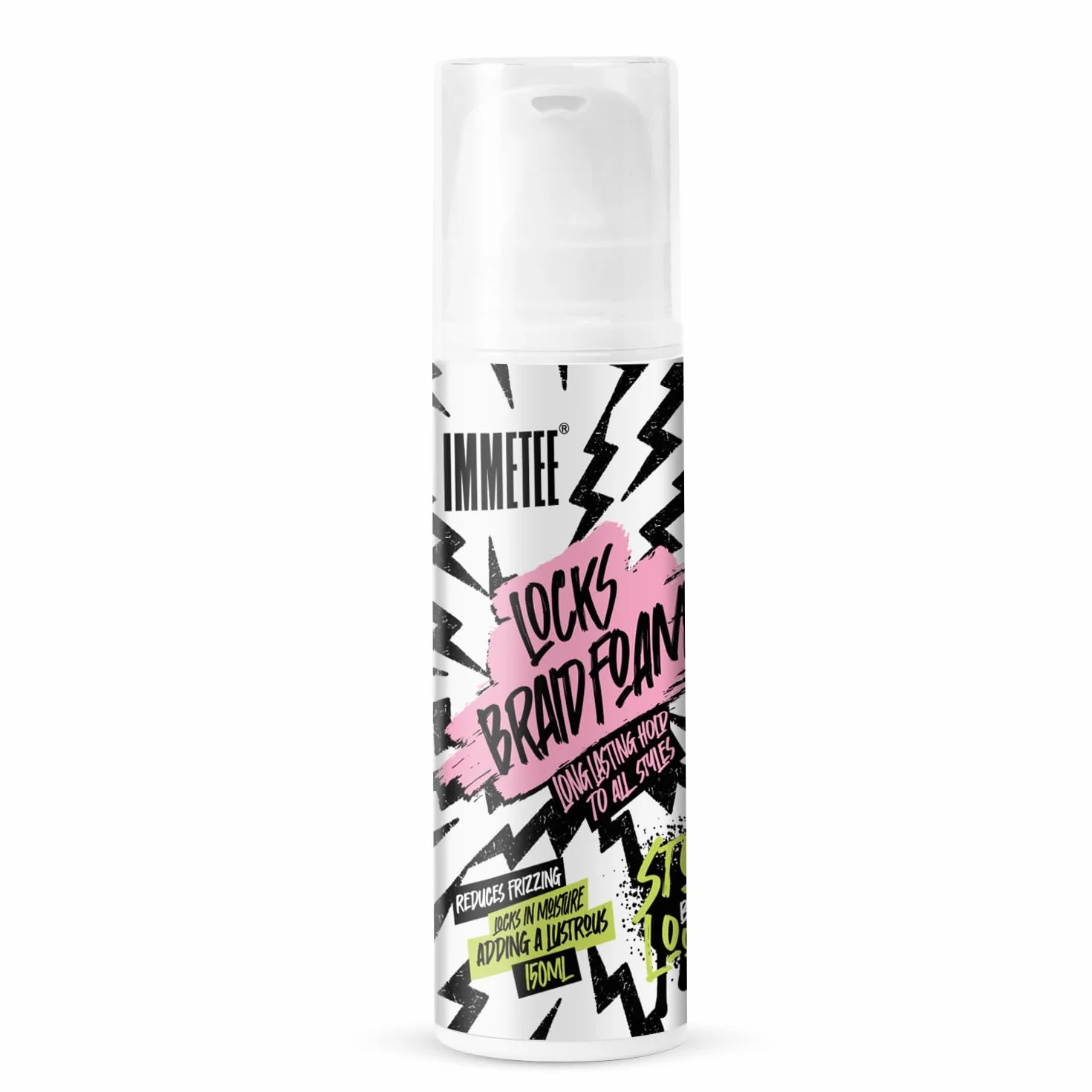 immetee Lock Braid Mousse Fijación Máxima Antifrizz Hidratante para Trenzas Rastas Twists 150ml