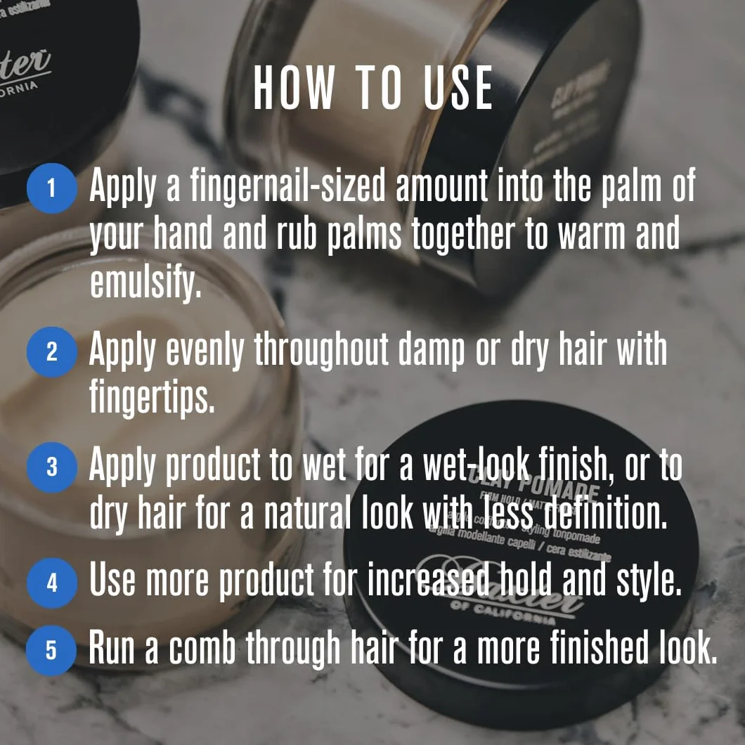 Baxter of California Pomada de arcilla para cabello natural, fijación firme, acabado mate 2 oz
