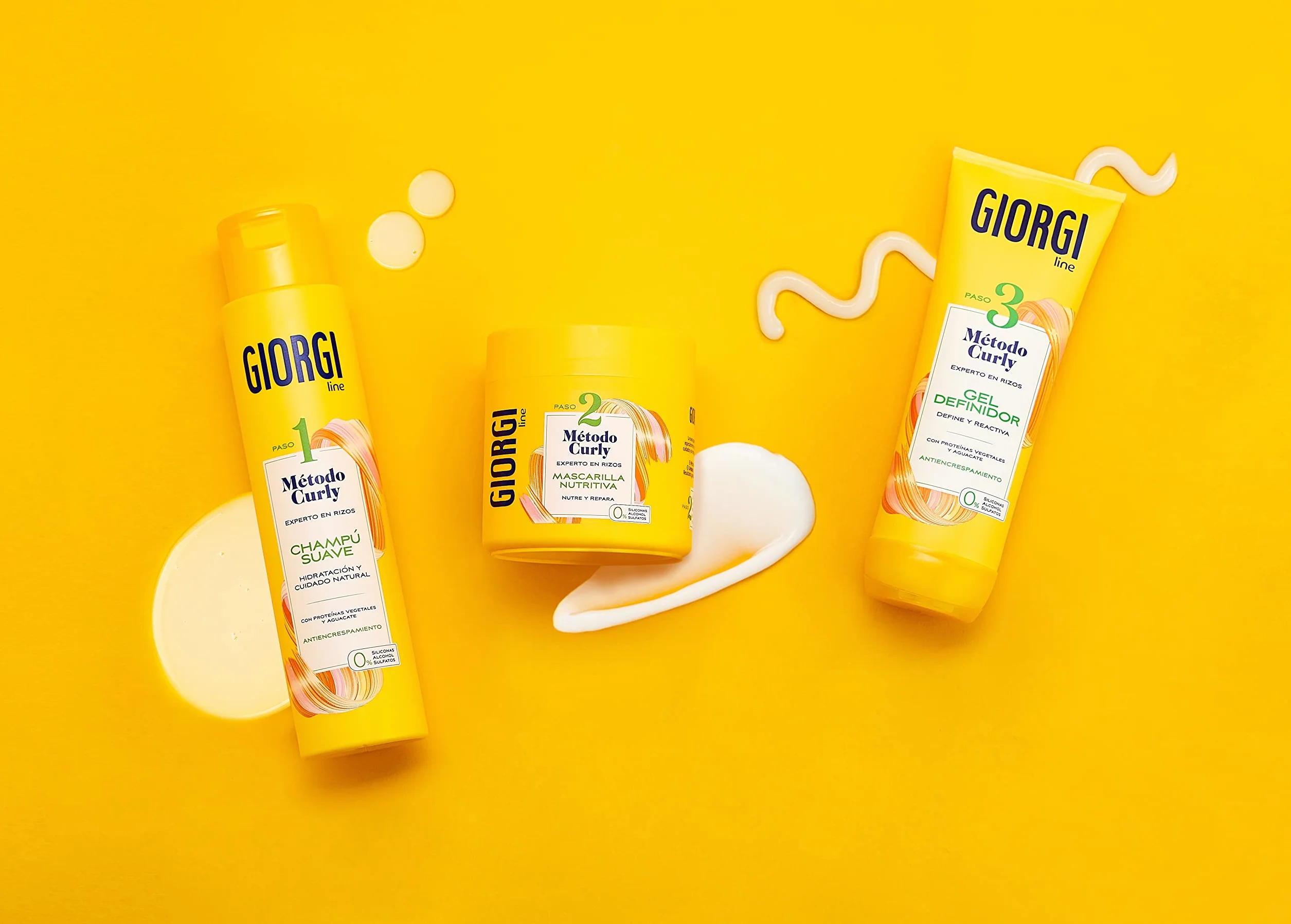 GIORGI Line Gel Definidor Curly Rizos Espectaculares 0% Alcohol Siliconas Sulfatos Proteínas Vegetales Aguacate 250 ml