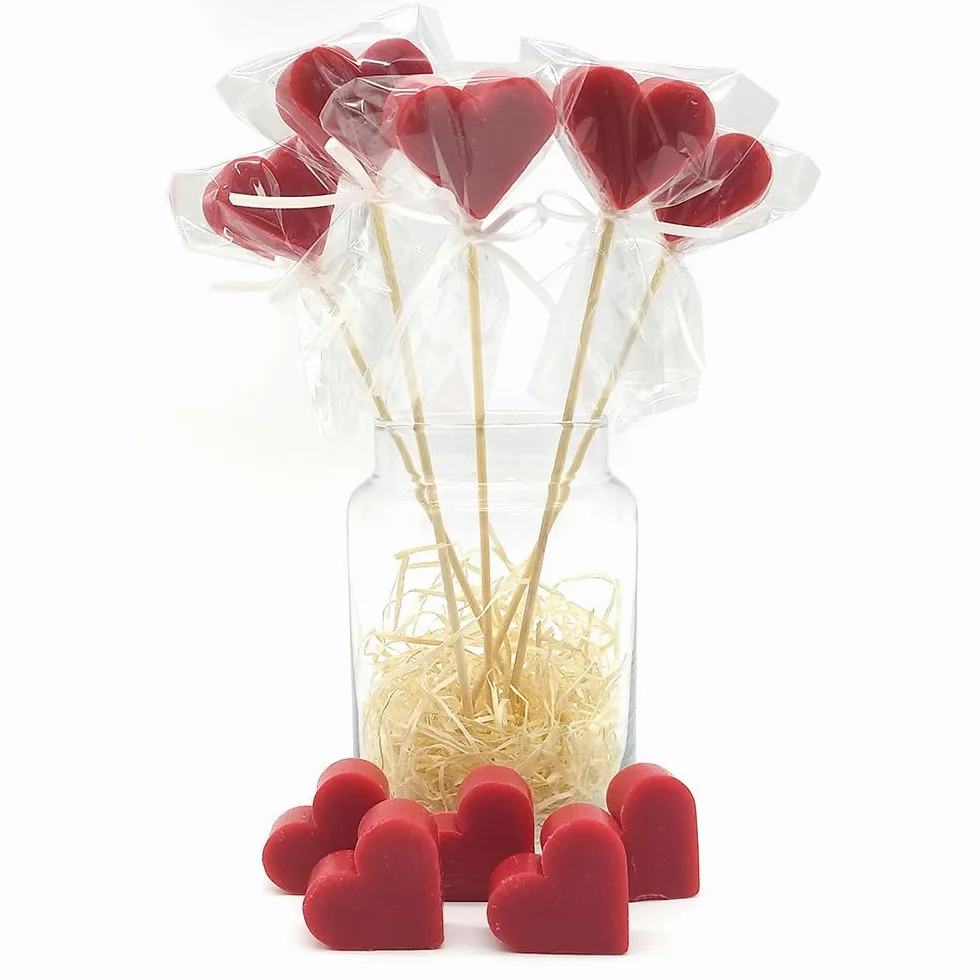 Detalles para bautizo, comunión, cumpleaños - Piruleta de jabón aromático en forma de corazón - Regalo original para eventos - Pack especial 35 uds. para regalo a invitados - Aroma: Frambuesa