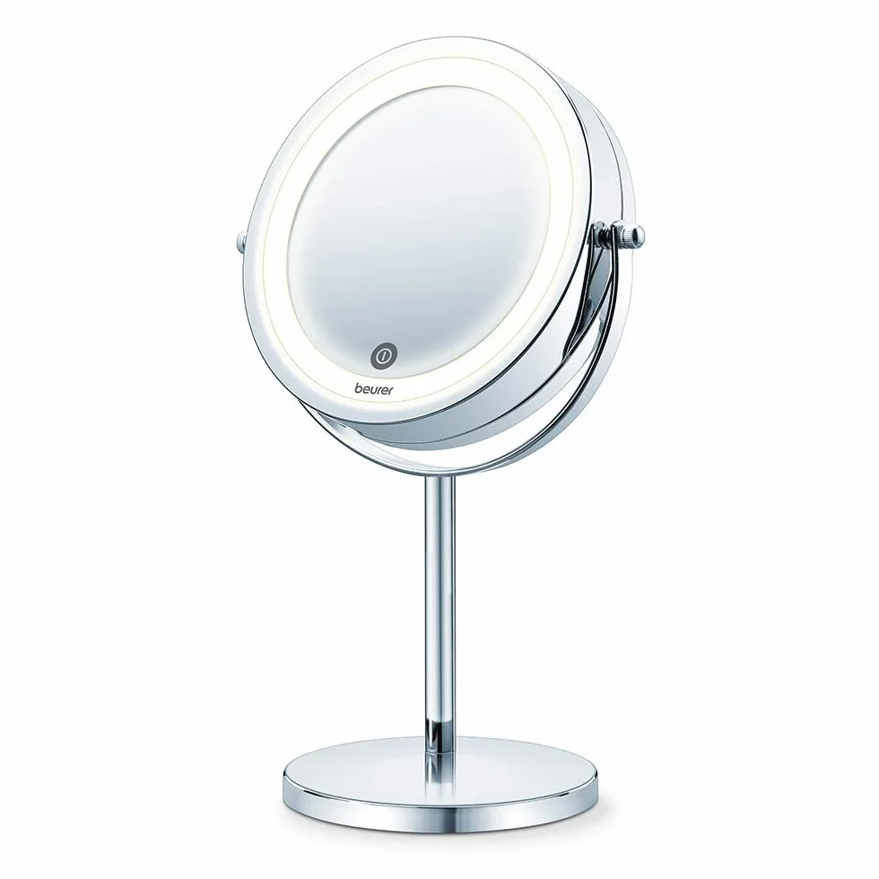 Beurer BS 55 Espejo maquillaje con luz LED brillante 18 LEDs pivotante táctil aumento x7 cromado