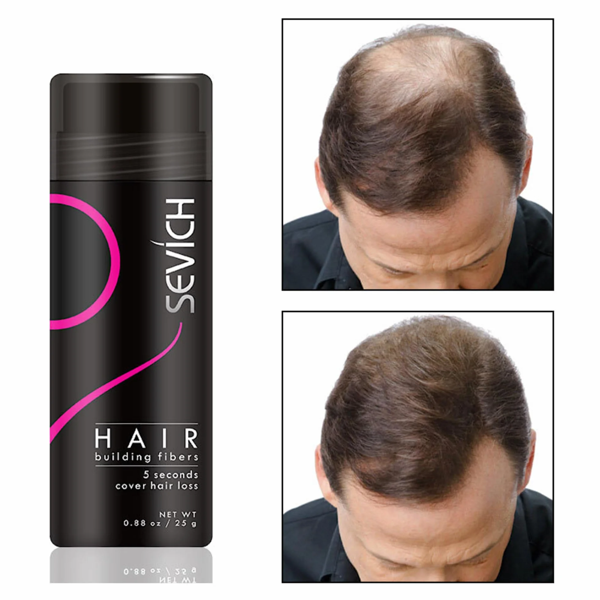 Bolsa Recarga Fibras Capilares Castaño Oscuro 100g 100% Natural para Disimular Calvicie y Alopecia