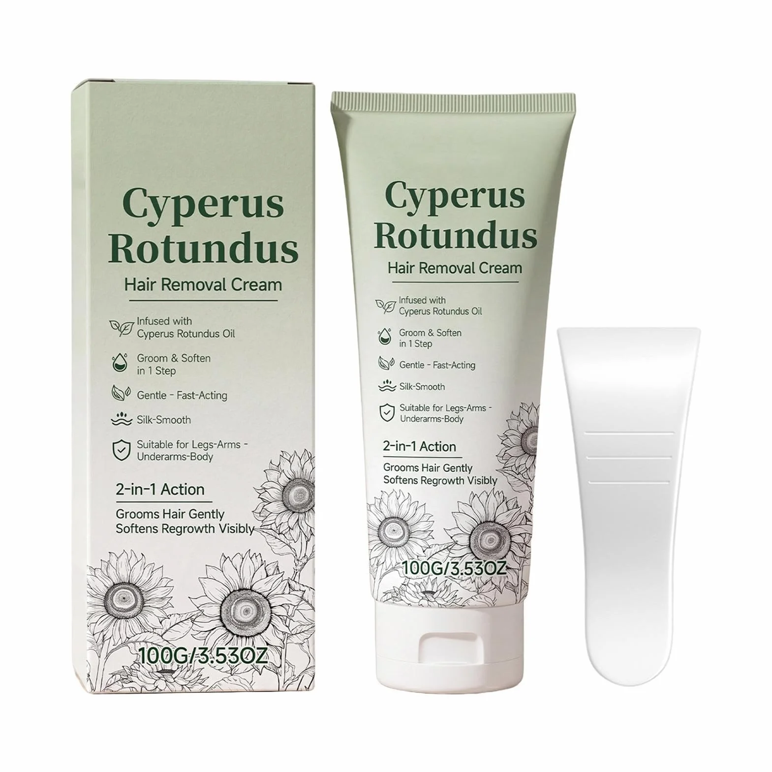 Crema Depilatoria Corporal Cyperus Rotundus 100g para Piel Sensible