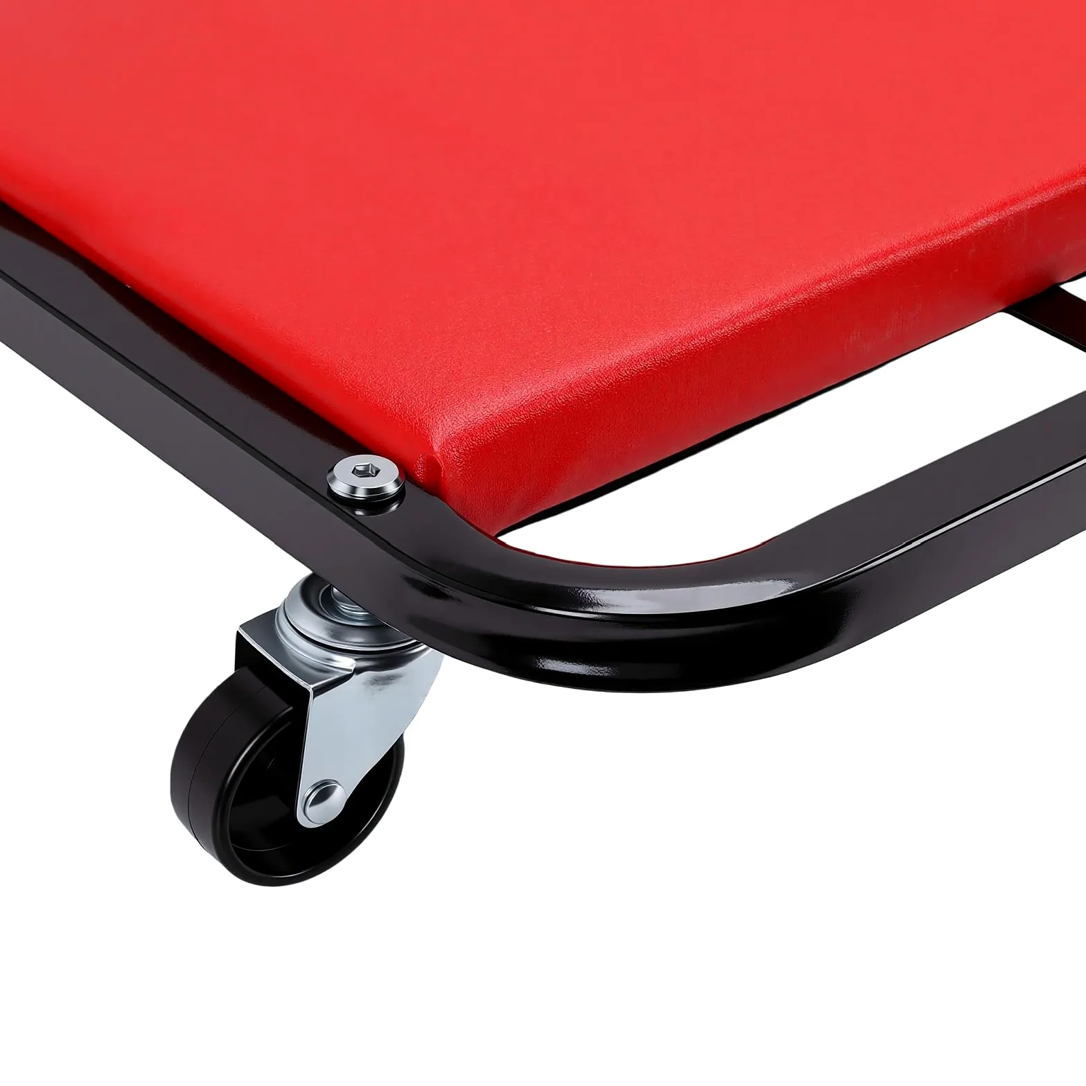 Tbest Camilla Rodante Plegable para Mecánico, Asiento Rodante bajo Perfil 3 en 1 con 6 Ruedas Giratorias de 360 Grados for Reparaciones de Coches en Garaje (Rojo)