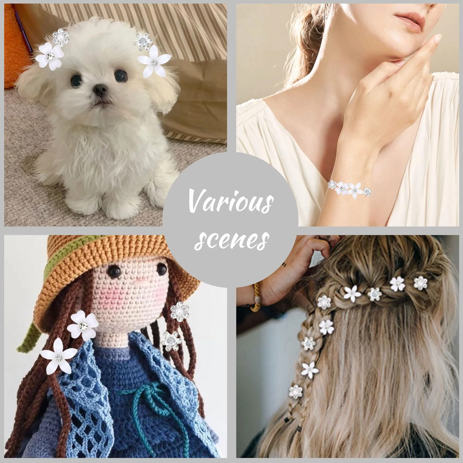 Horquillas para el pelo de flores pequeñas, accesorios para mujer y novia, bodas (4 patrones)