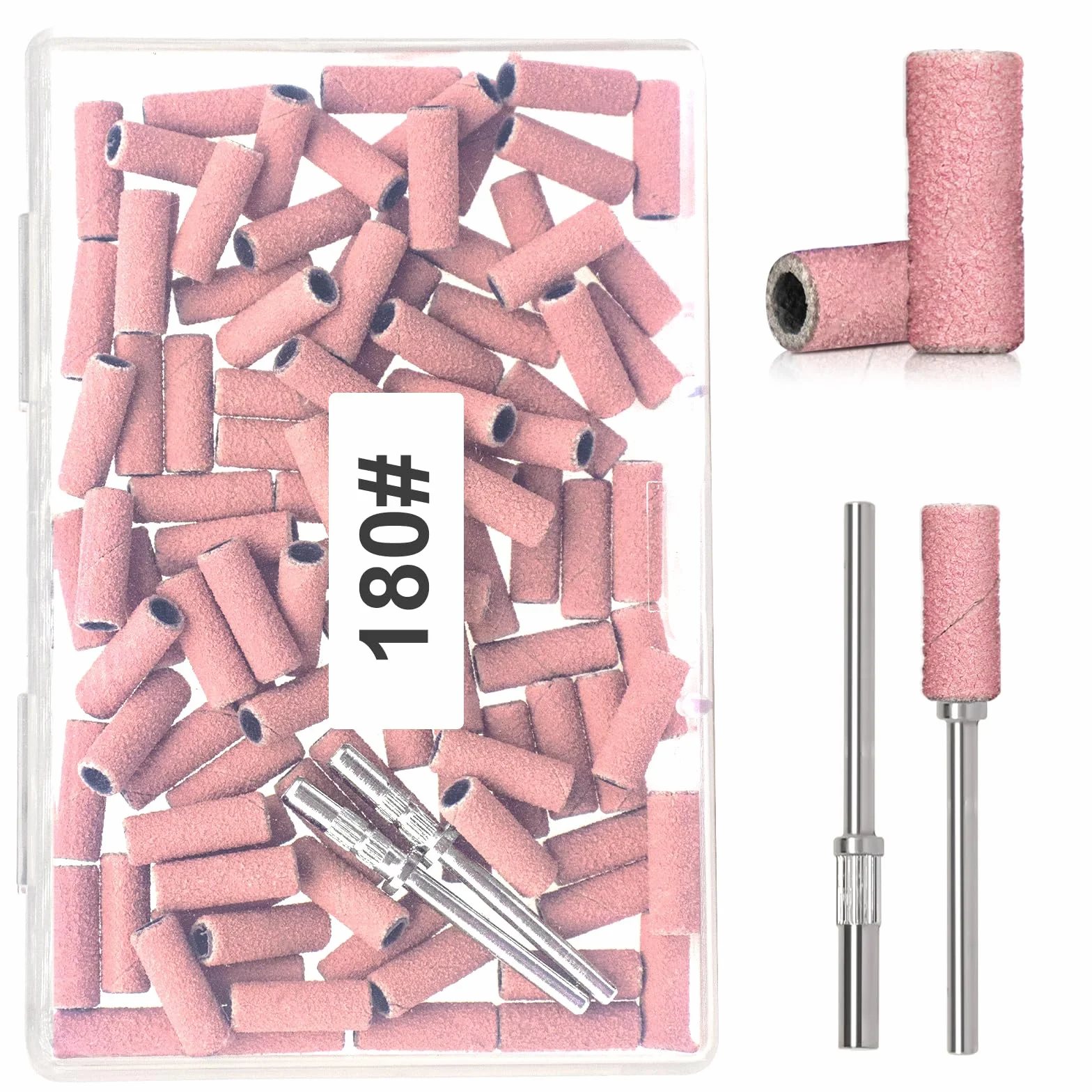 Mini bandas de lijado grano 180 para taladro de uñas 3/32 pulgadas 2 brocas mandriles mejorados