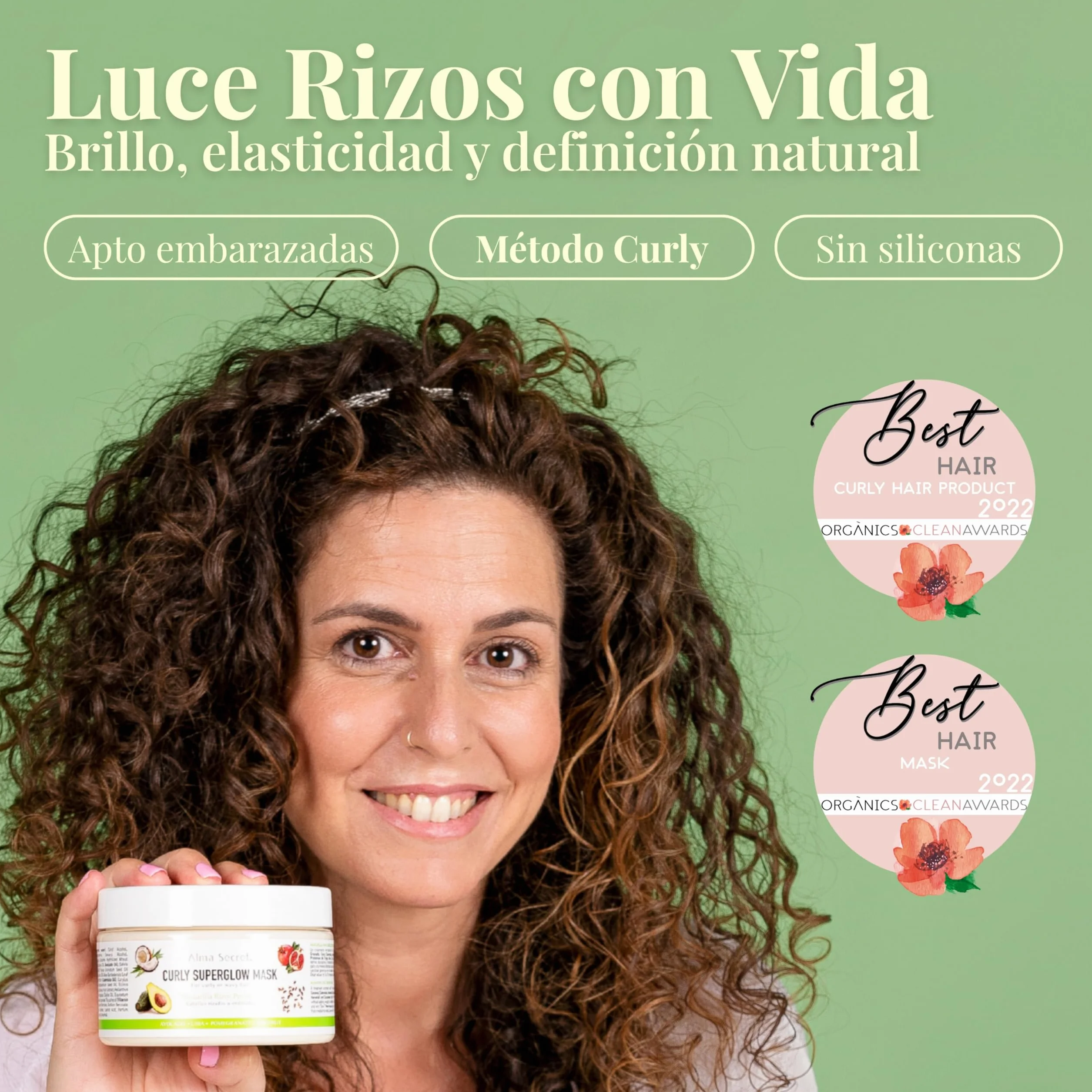 Alma Secret Curly Superglow Mask Mascarilla Antiedad Pelo Rizado 9 Aceites Vegetales Proteínas Método Curly 250ml