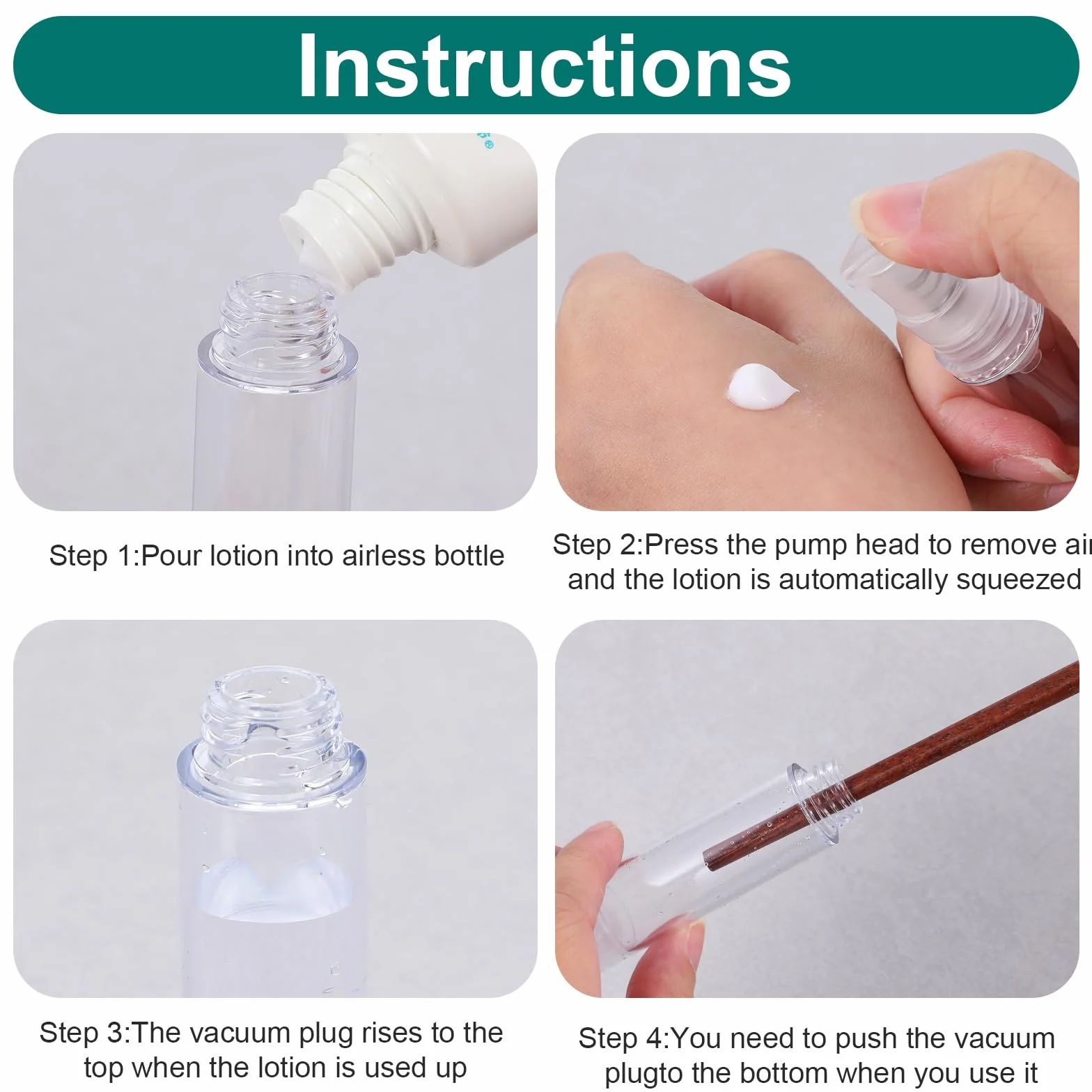 Andibro 12 dispensadores de bomba sin aire 5 ml 10 ml 15 ml botella vacía crema portátil viaje