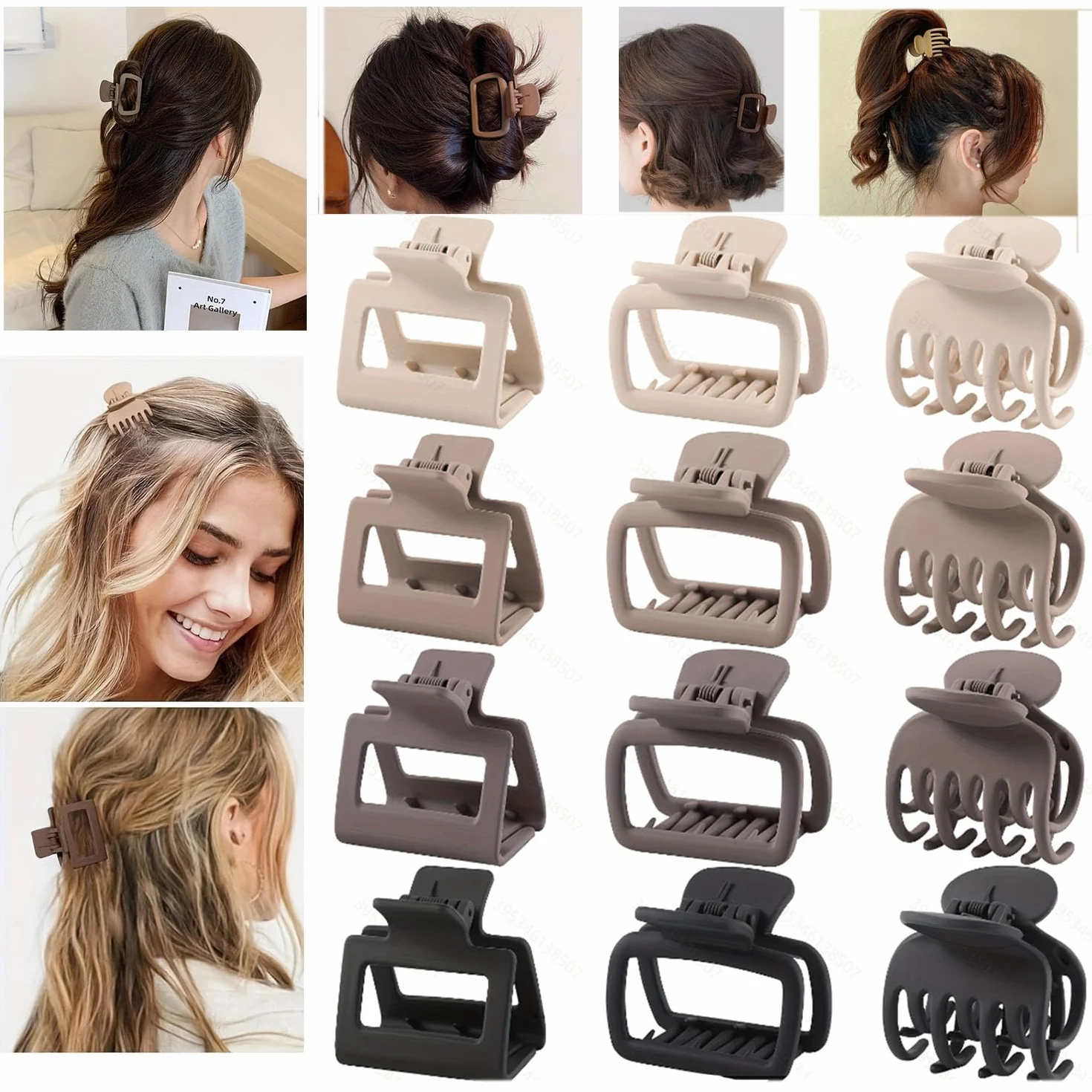 Pinzas de Pelo Pequeñas Antideslizantes Mate 12 Piezas Pinzas Rectangulares para Mujer