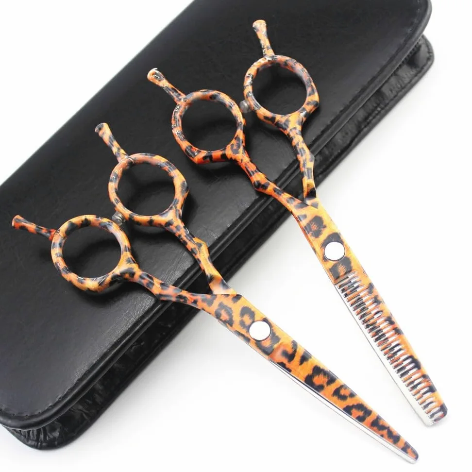 Tijeras para Cortar el Cabello, Tijeras Profesionales de cerámica de Leopardo de Acero JP 440c de 5,5 Pulgadas para Cortar el Cabello, Tijeras de peluquería, Juego de Tijeras de peluquería