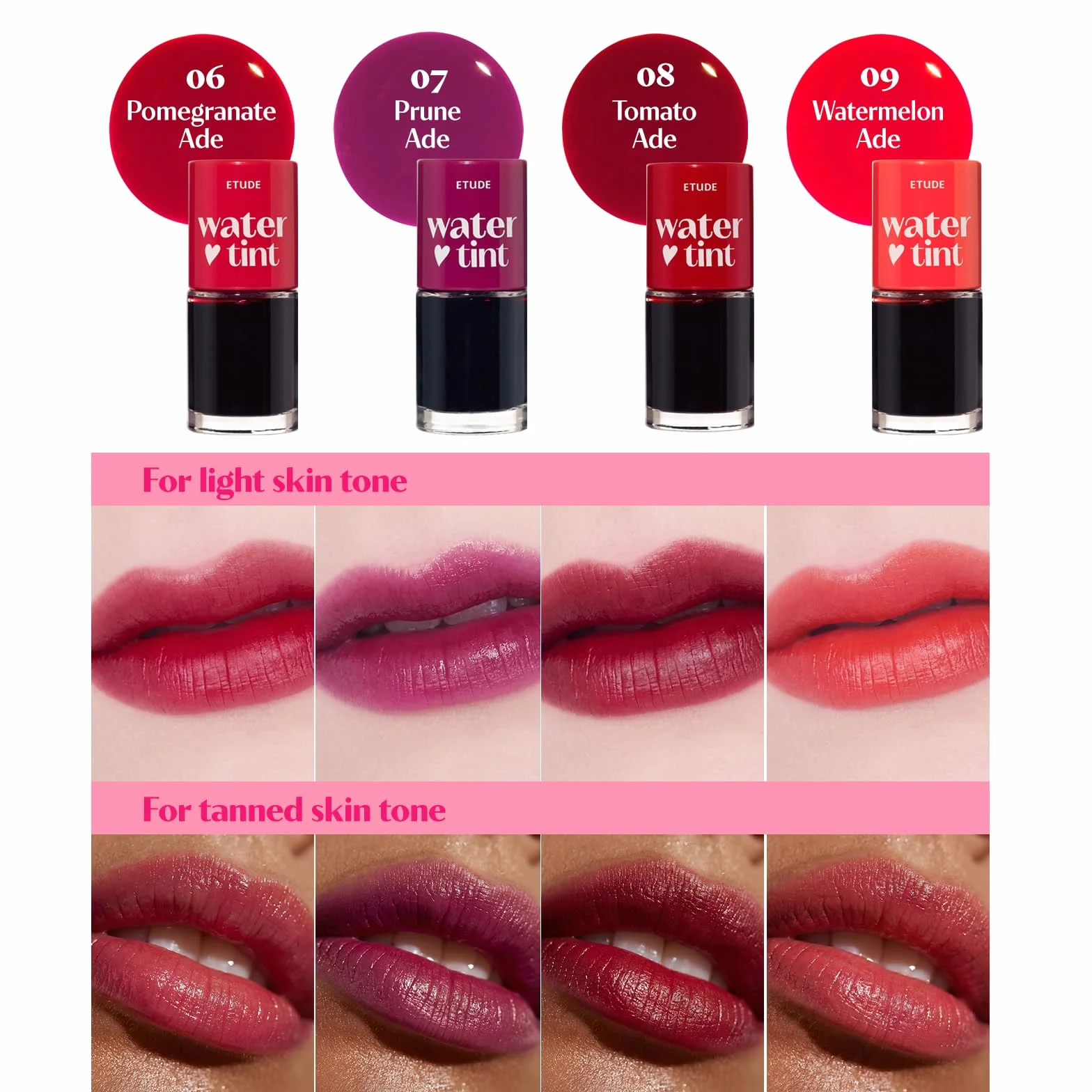 Etude House Dear Darling Tinte de Agua Cherry Ade (21AD) | Tinte de Labios Hidratante, Ligero y a Prueba de Manchas | K-Belleza
