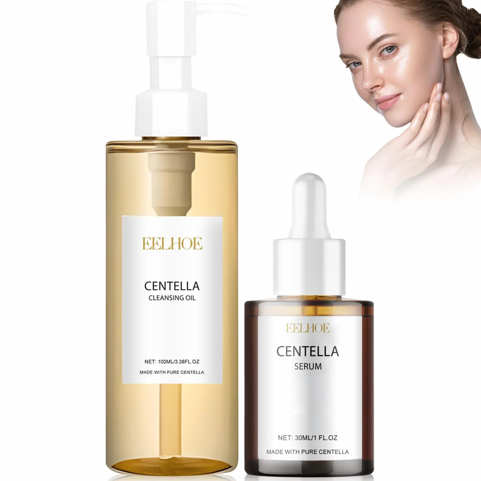 Centella Cleansing Oil + Asiatica Serum, Extracto de Centella Asiática de Madagascar, Aceite Limpiador Facial Control de Grasa e Hidratación