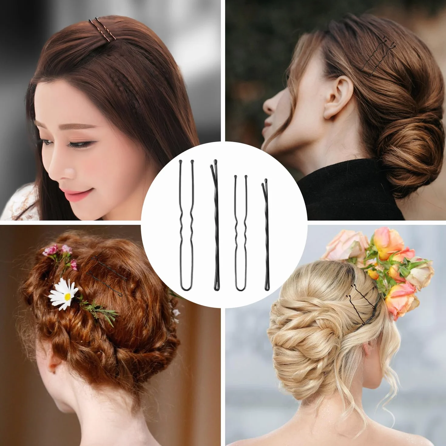 Horquillas para el Pelo 200 Piezas, Diademas 100, Horquillas Invisibles de Metal, Mujeres y Niñas, Onduladas (Black)