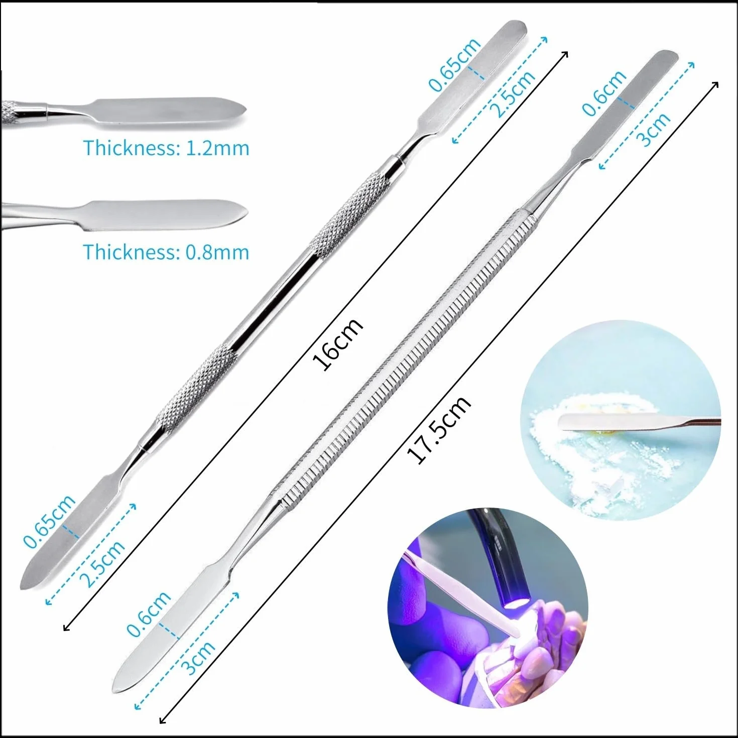 Herramienta multifuncional de acero for uñas con cabezal doble for piel muerta y diseño ergonómico, operación cómoda, adecuada for el cuidado de las uñas y opción ideal for uso en salón o arte de uñas