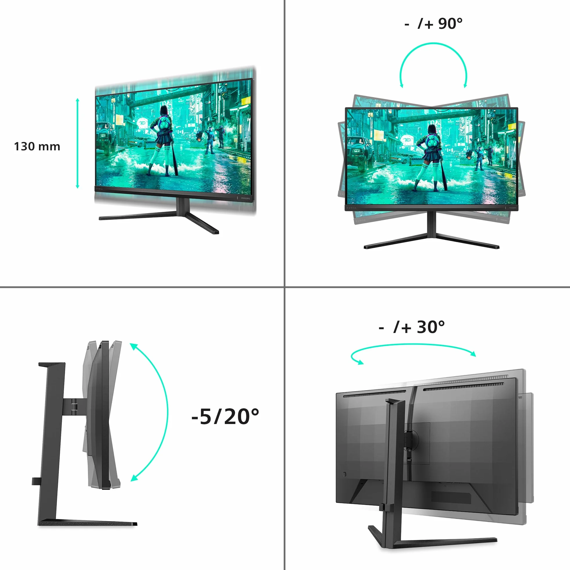 Philips 27M2N3200AM Monitor Gaming 27" Full HD 180Hz 1ms GtG FreeSync Premium G-Sync Compatible 1920x1080 Negro/Gris