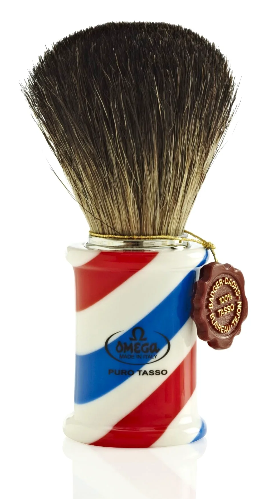 Brocha de Afeitar Tejón Negro "Barber Pole" Omega
