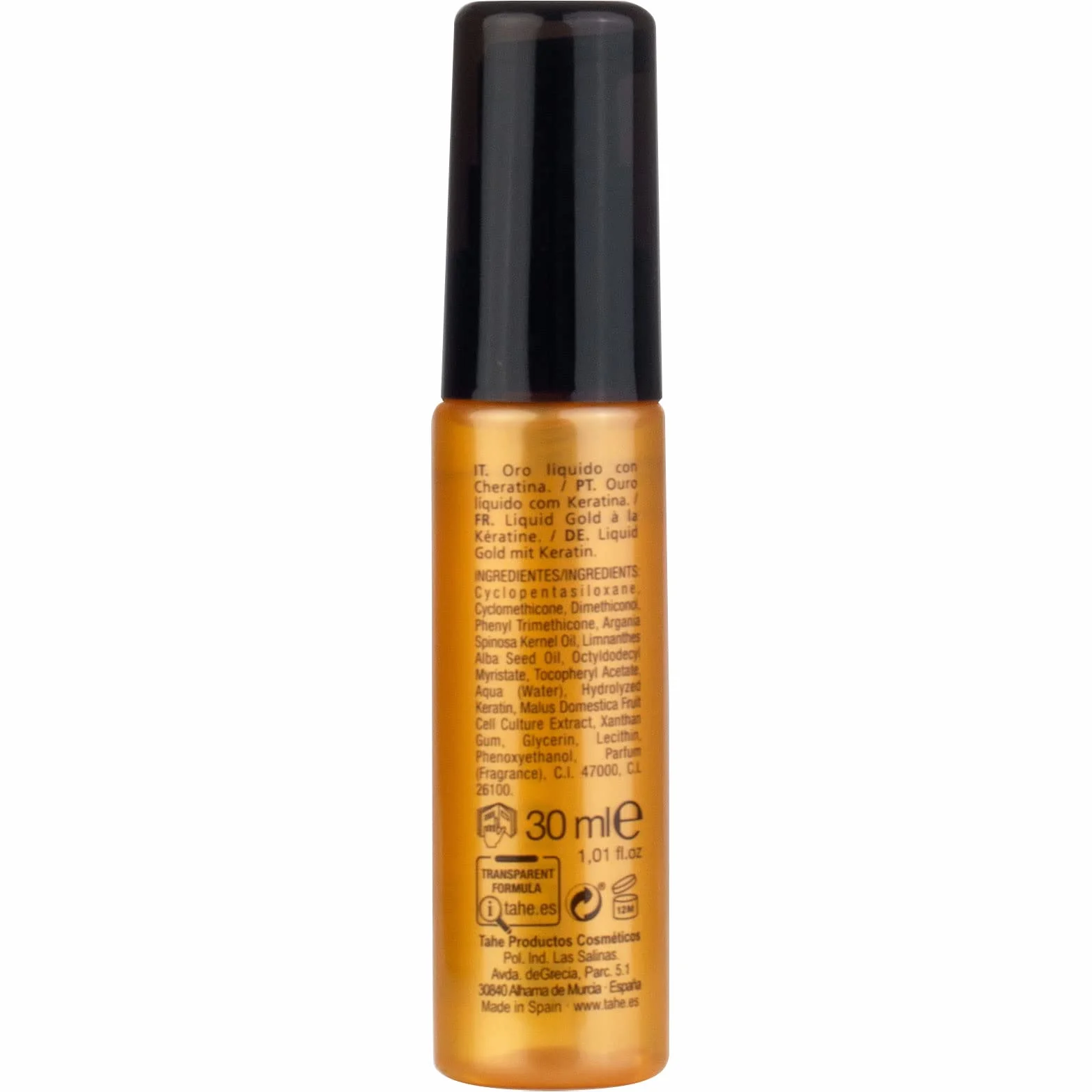 Tahe Keratin Gold Oro líquido con Queratina Pura, Células Madre Vegetales Activas y Aceite de Argán, 30 ml