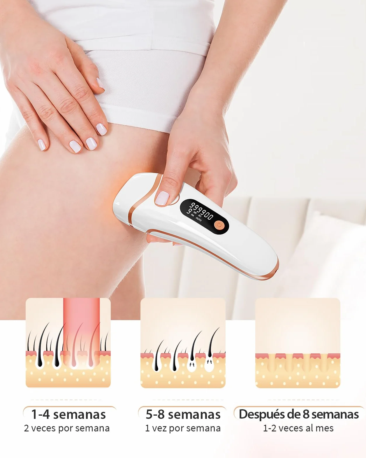 Haarlosy Depiladora Luz Pulsada IPL 9 Niveles Energía 2 Modos 999,999 Flashes IFE05