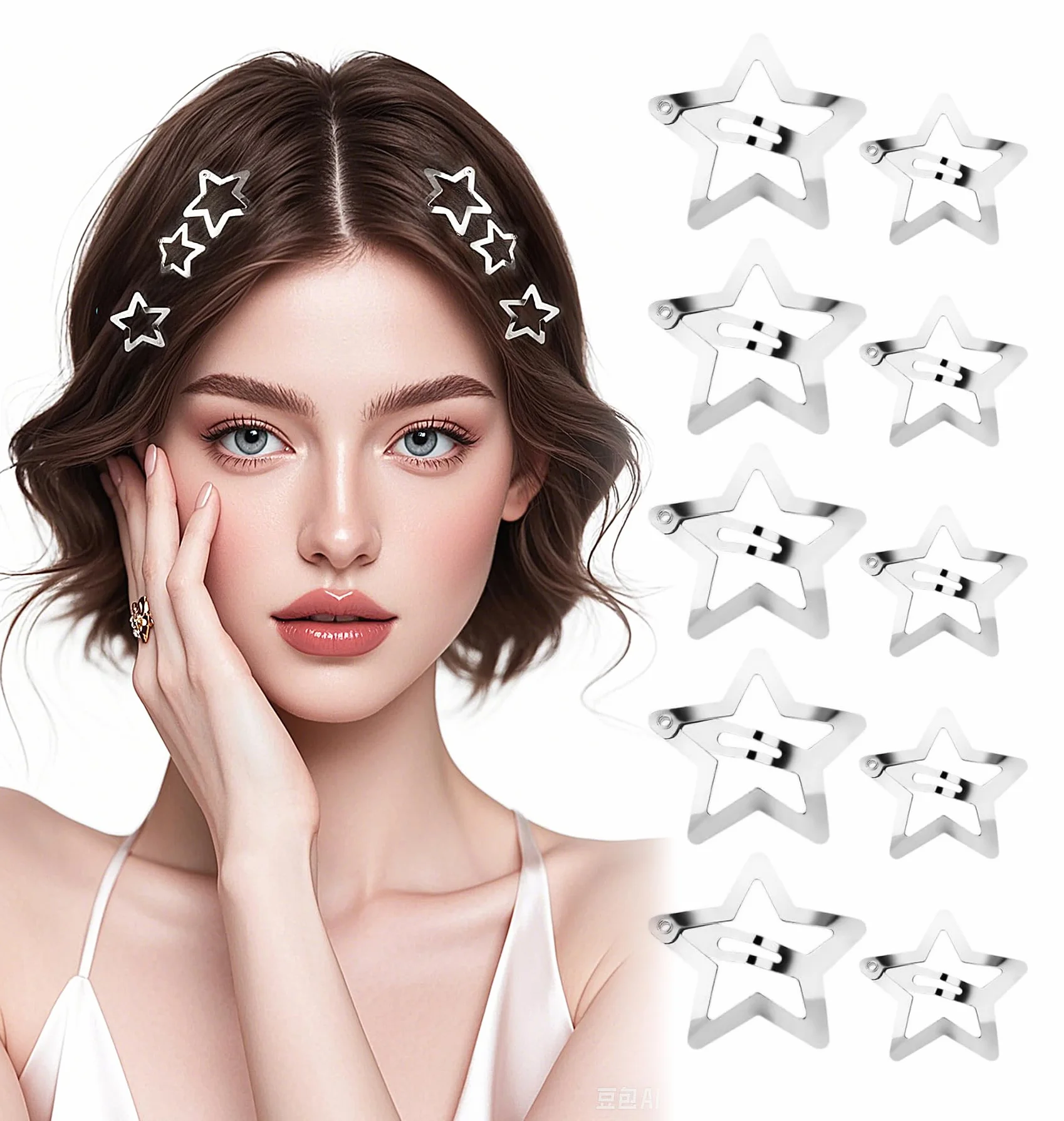 Horquillas de estrella plateada Y2K para el cabello, accesorios con pinzas, 20 piezas
