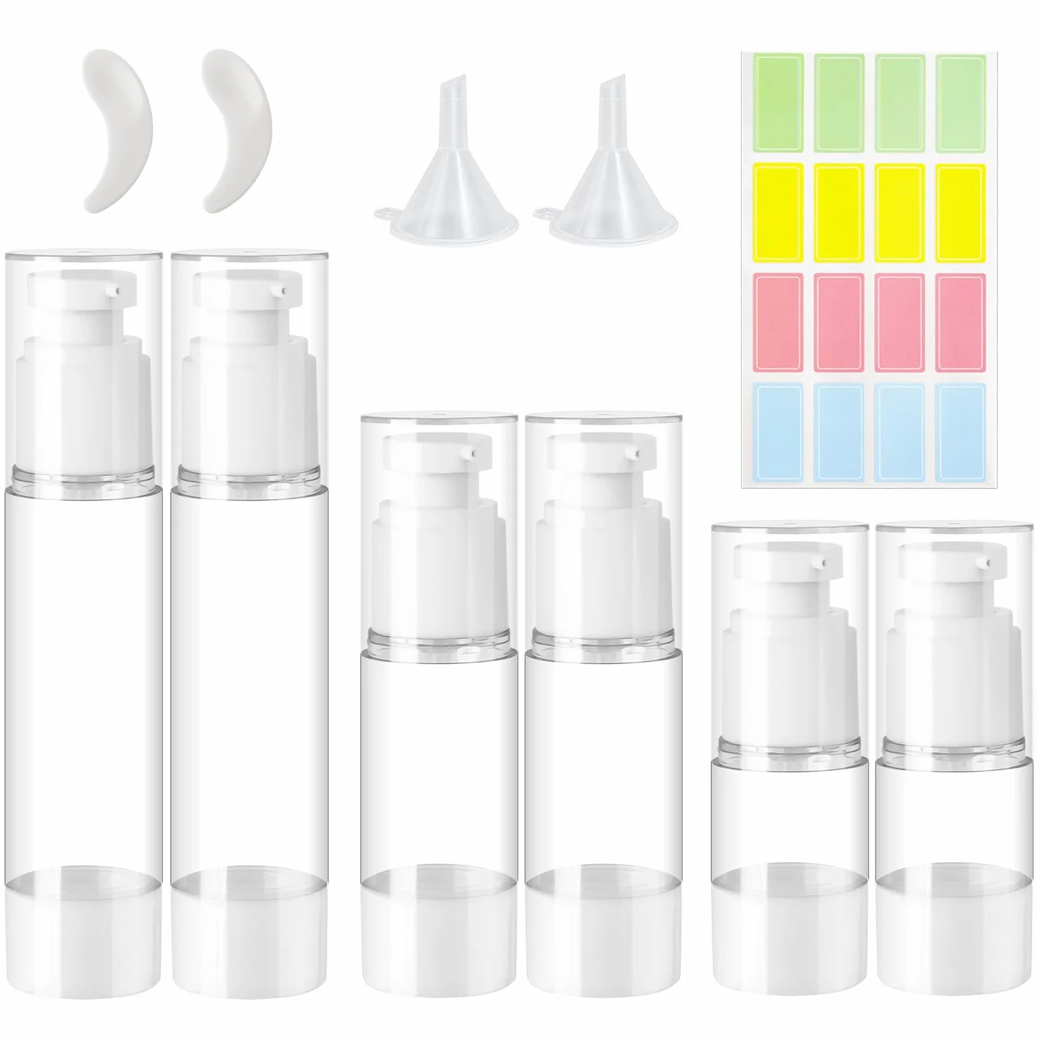 Dispensadores de Bomba sin Aire, Dispensador de Crema Vacío, Botellas de Viaje Rellenables con Pegatinas