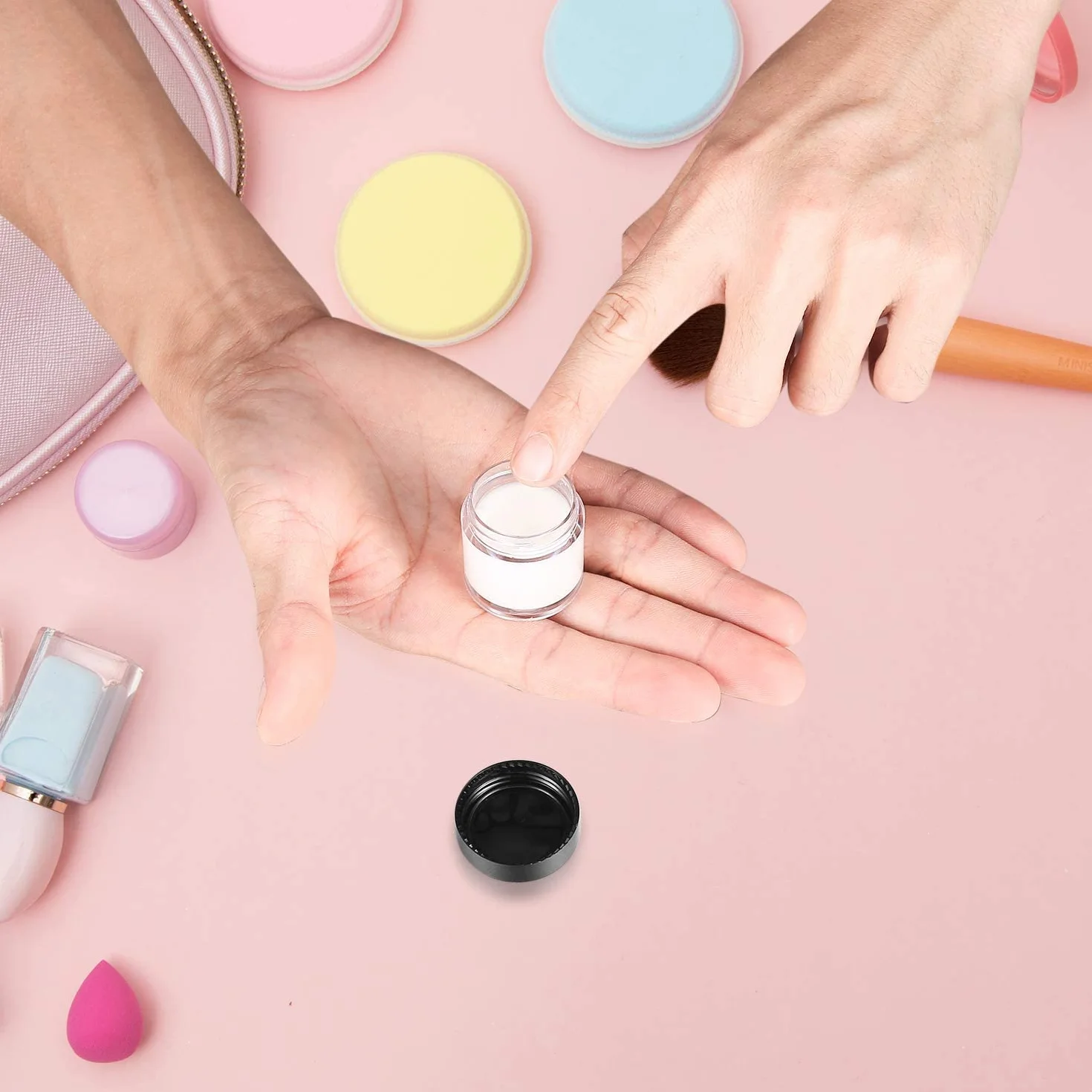 Tarros de Plástico 10g Envase Cosméticos Vacío Pequeño con Tapa para Crema Muestra, 30 Piezas (negro)