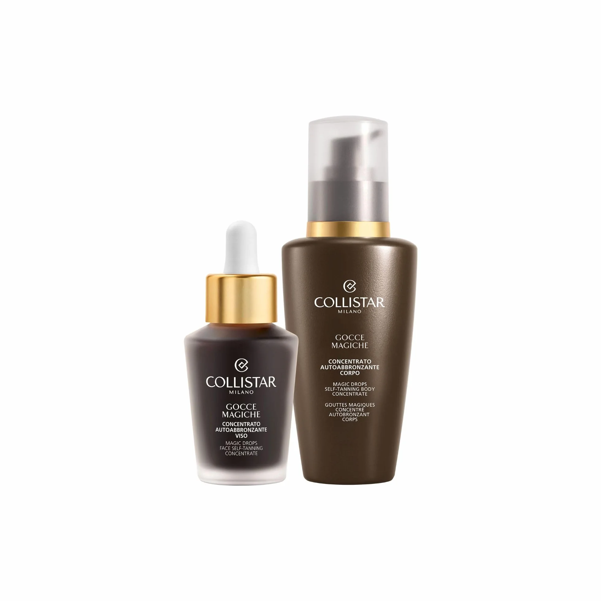 Collistar Set de regalo para mujer Gocce Magiche Autobronceador Cara 30ml + Cuerpo 125ml Set Autobronceador para Mujer Bronceado Natural Intenso Antimanchas Hidratante Larga Duración