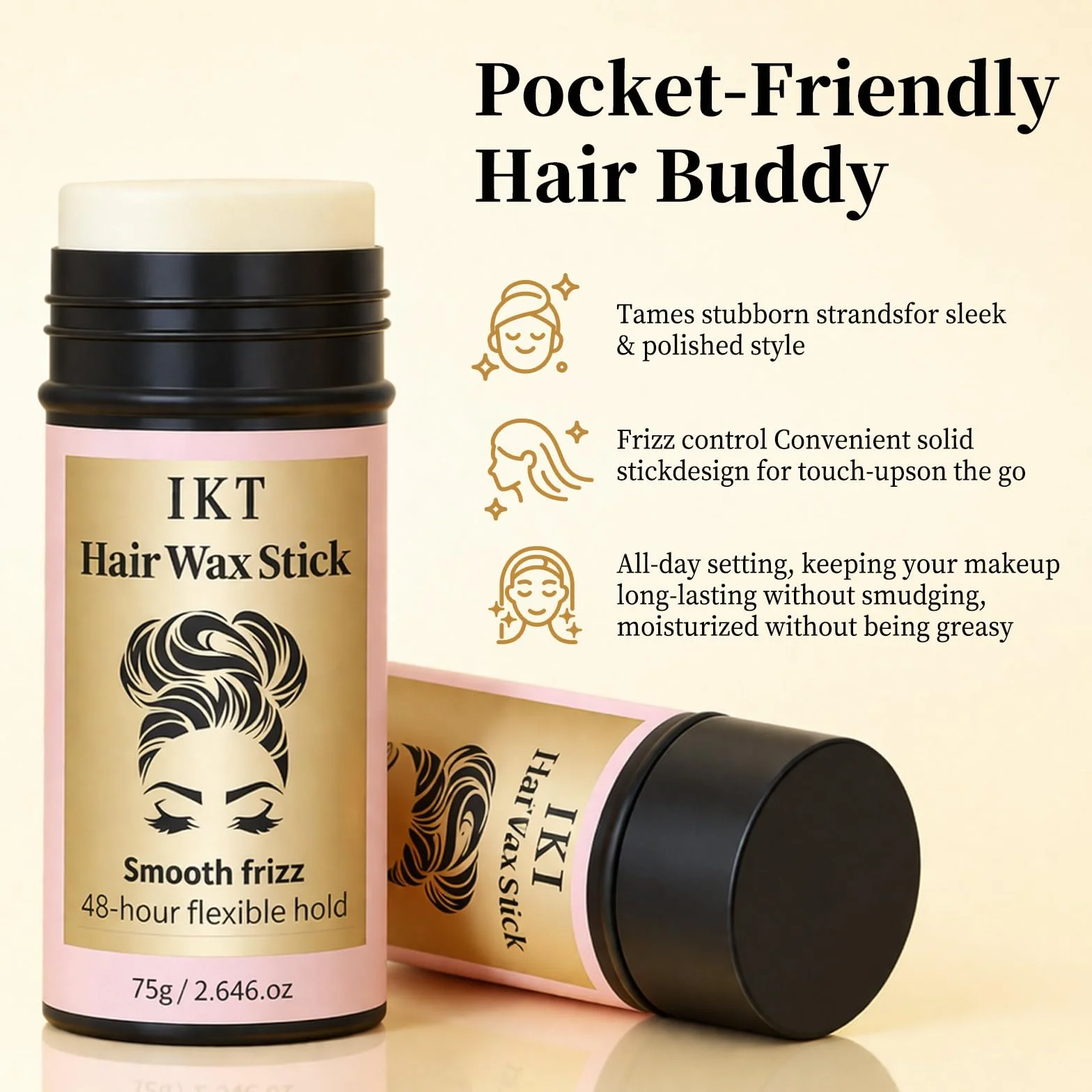 Barra de cera para el cabello, pomada de peinado de agarre fuerte