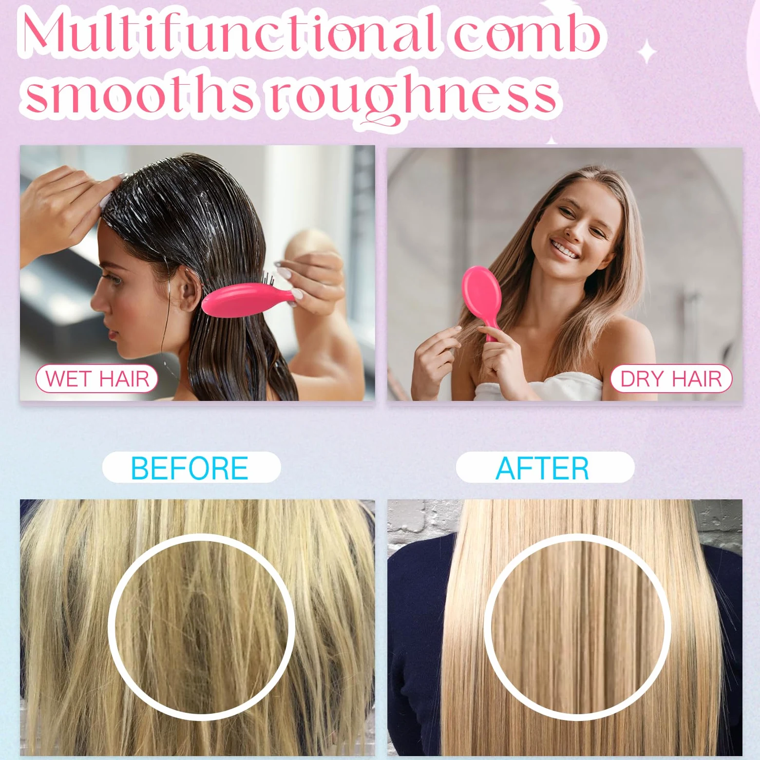 24 mini cepillos para el pelo para niños y niñas, cepillo para el cabello húmedo de viaje, mini cepillo para desenredar el cabello de cerdas suaves para la mayoría de tipos de cabello, alisado con