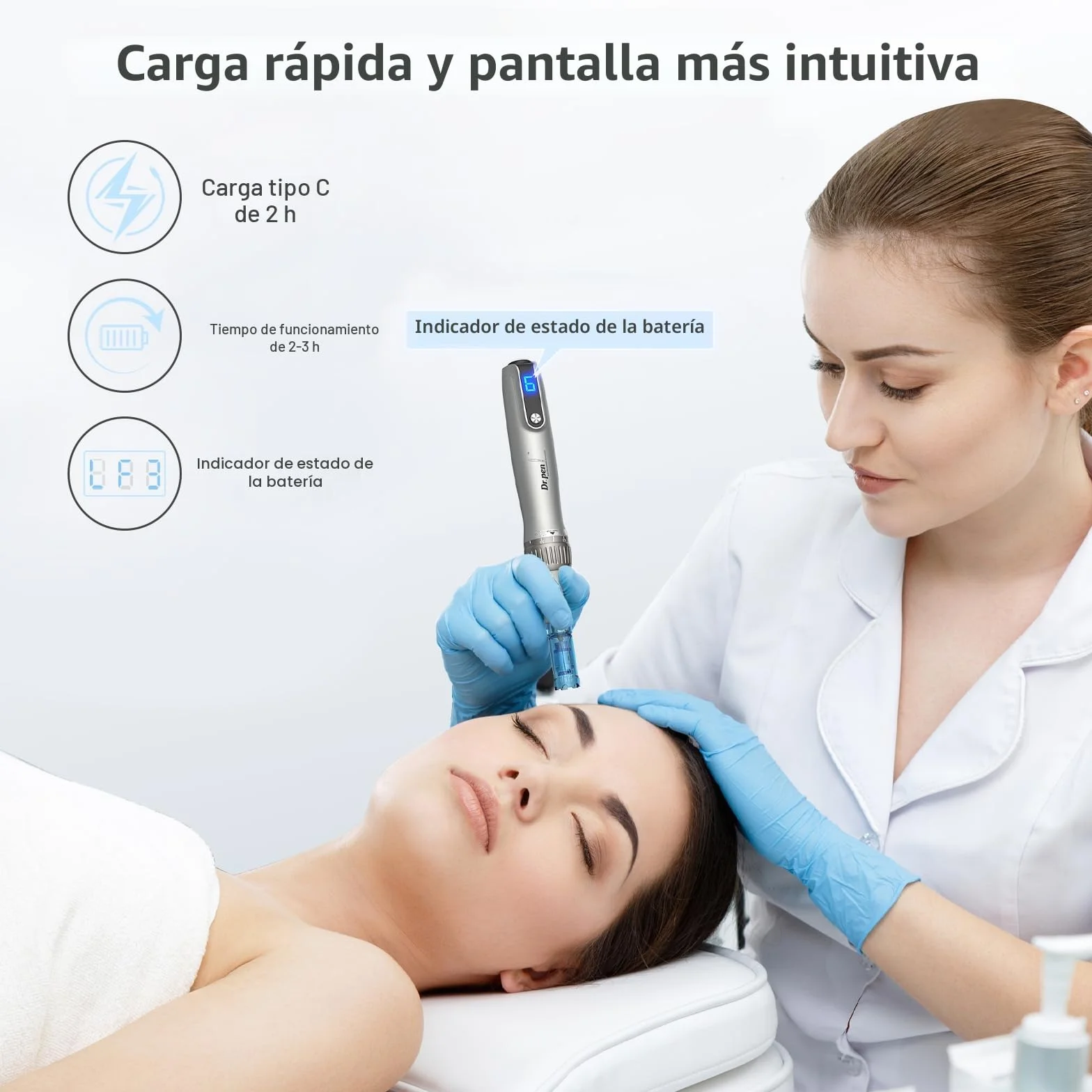Dr. Pen M8S Microneedling Pen Kit Profesional Inalámbrica para Rostro Cuerpo Crecimiento Cabello Barba 8 Cartuchos
