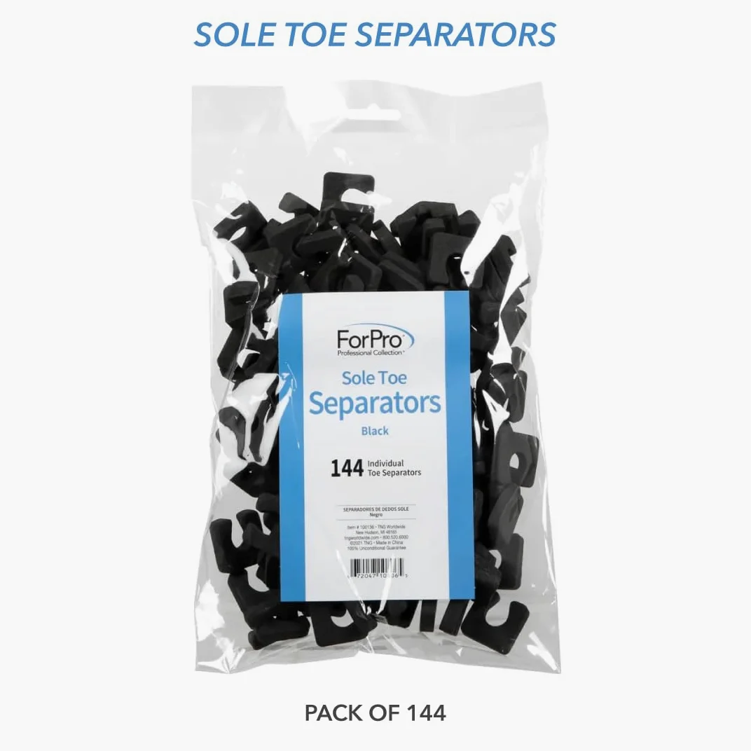 For Pro - Separadores de dedos de suela profesional, negro, 144 unidades