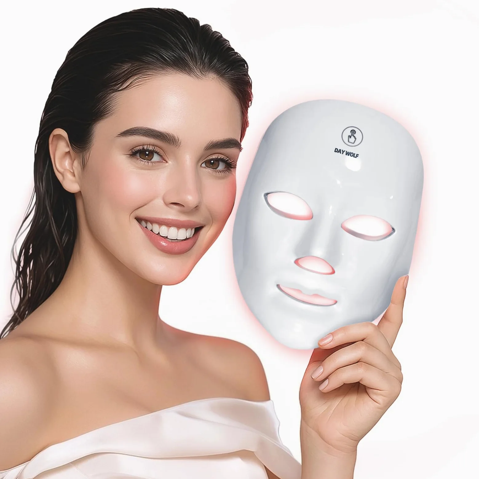 Máscara facial LED con 7 colores, inalámbrica, luz roja, máscara para el cuidado de la piel, recargable, dispositivo facial portátil para viajes en casa