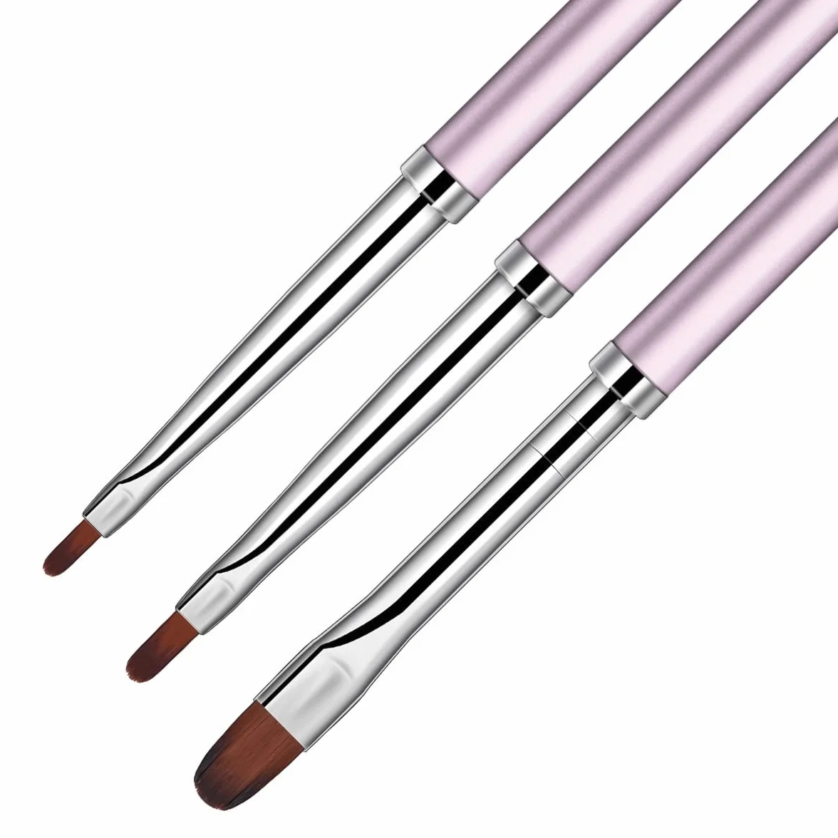 Pinceles para pintura al óleo, 3 piezas/juego de pinceles de gel acrílico para decoración de uñas, mango de diamantes de imitación, extensión de líneas de construcción, delineador, dibujo, pintura,