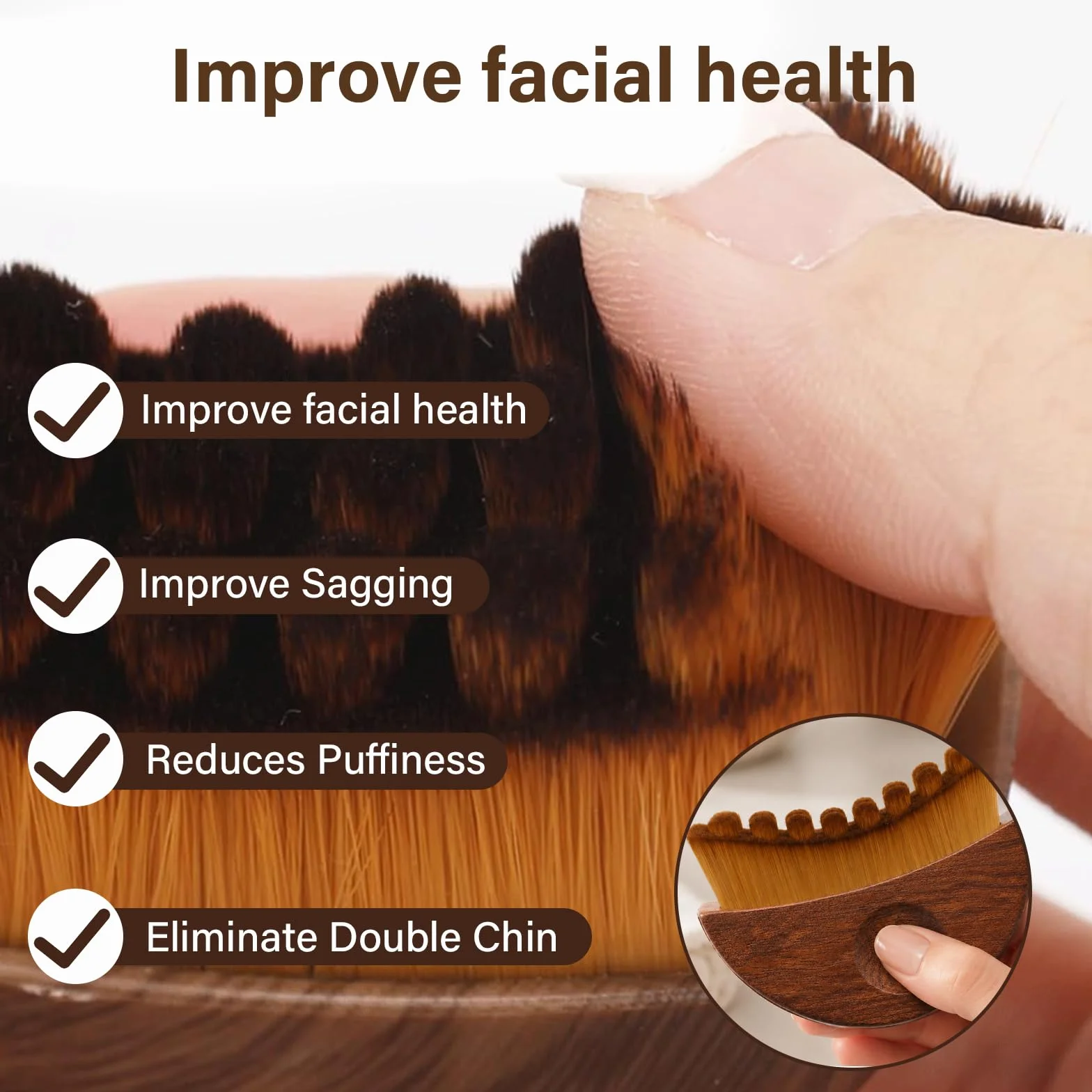 Cepillo Facial de Contorno Linfático, Drenaje Linfático, Cepillo Seco con Caja