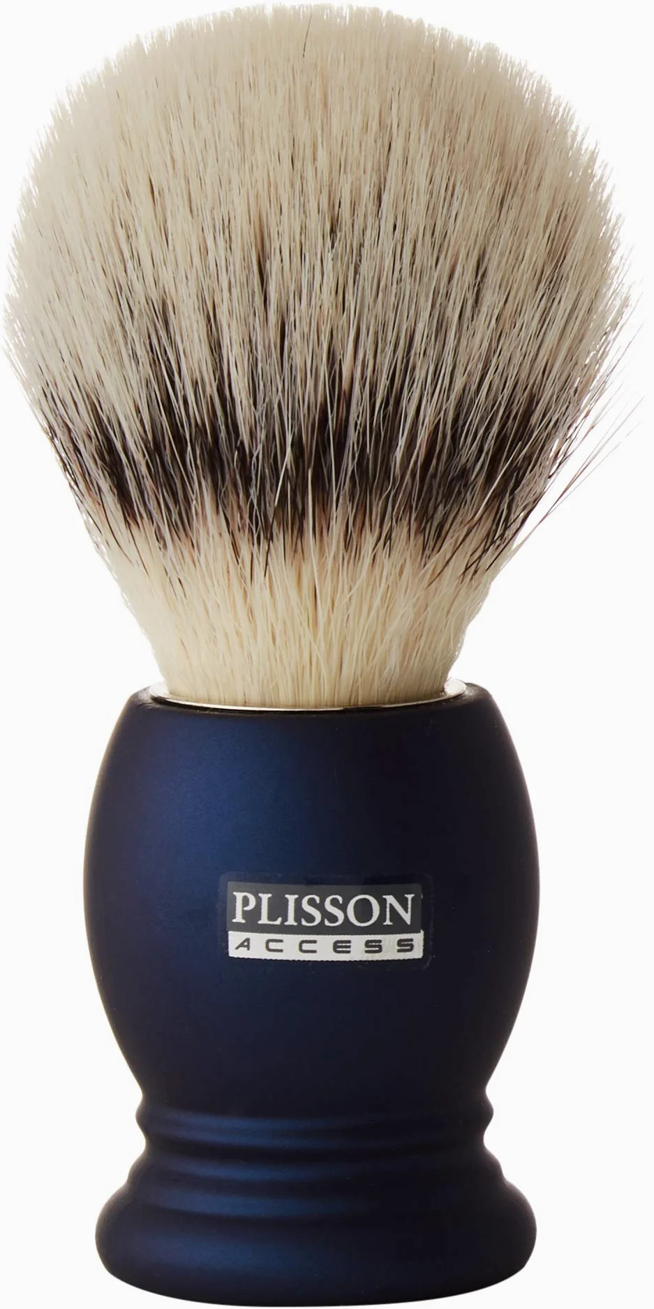 Plisson - Tejón de afeitar clásico, tejón sintético fibra blanca de alta calidad, mango azul noche, talla 12 estándar, comodidad y suavidad, fabricación francesa
