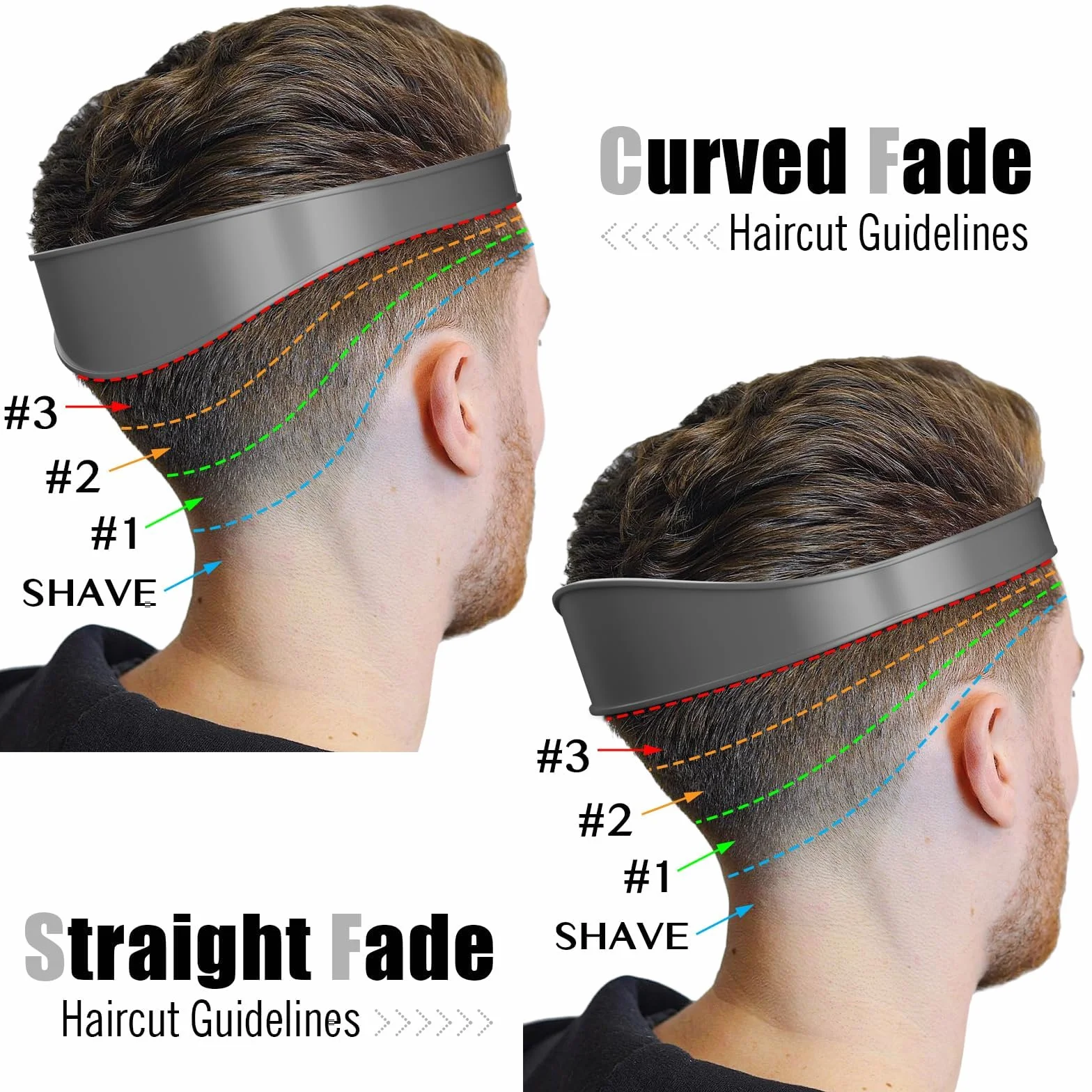 Guía de corte de pelo ajustable Irikdescia, herramienta profesional, línea recta, gris